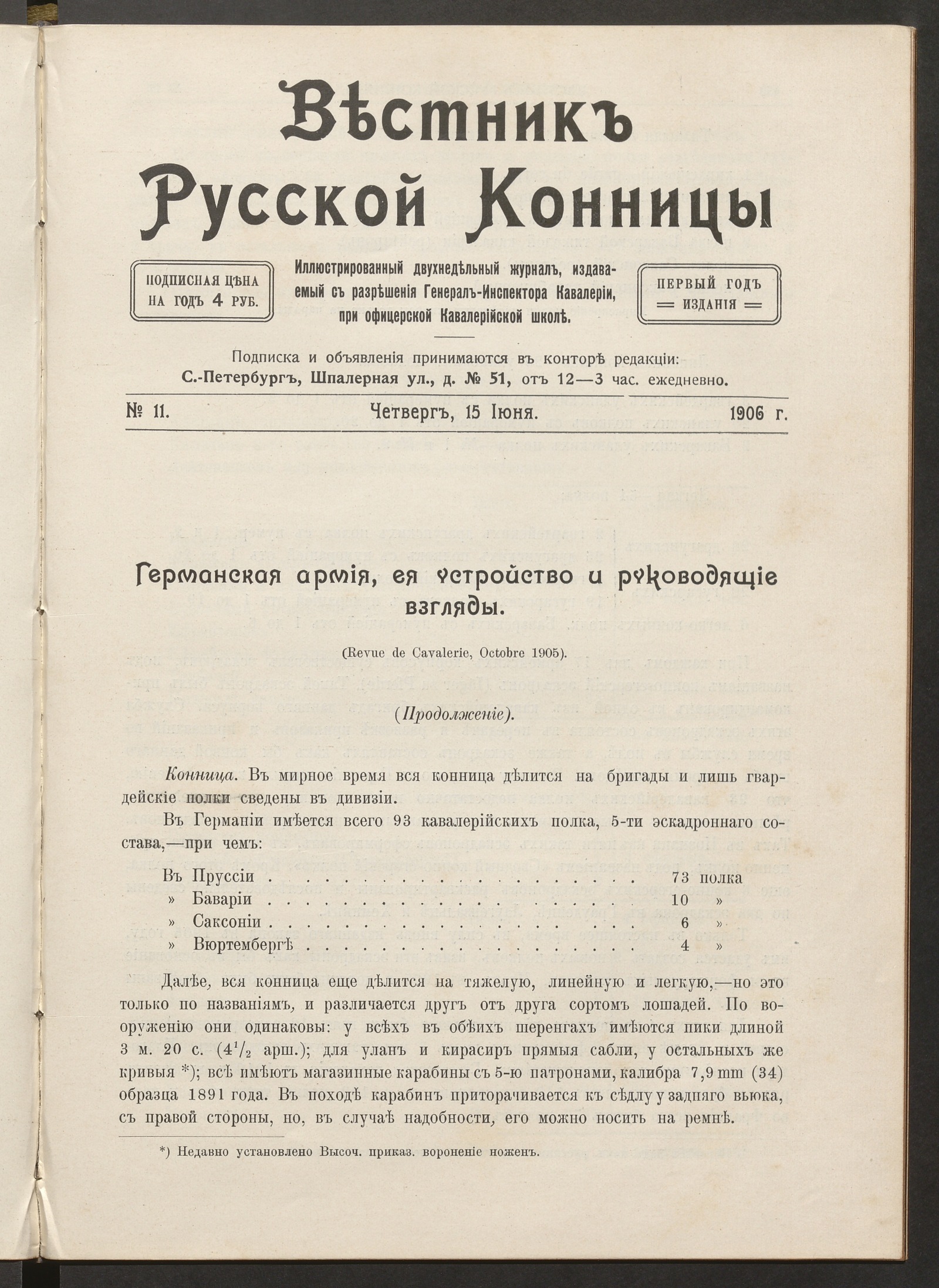 Изображение книги Вестник русской конницы. № 11