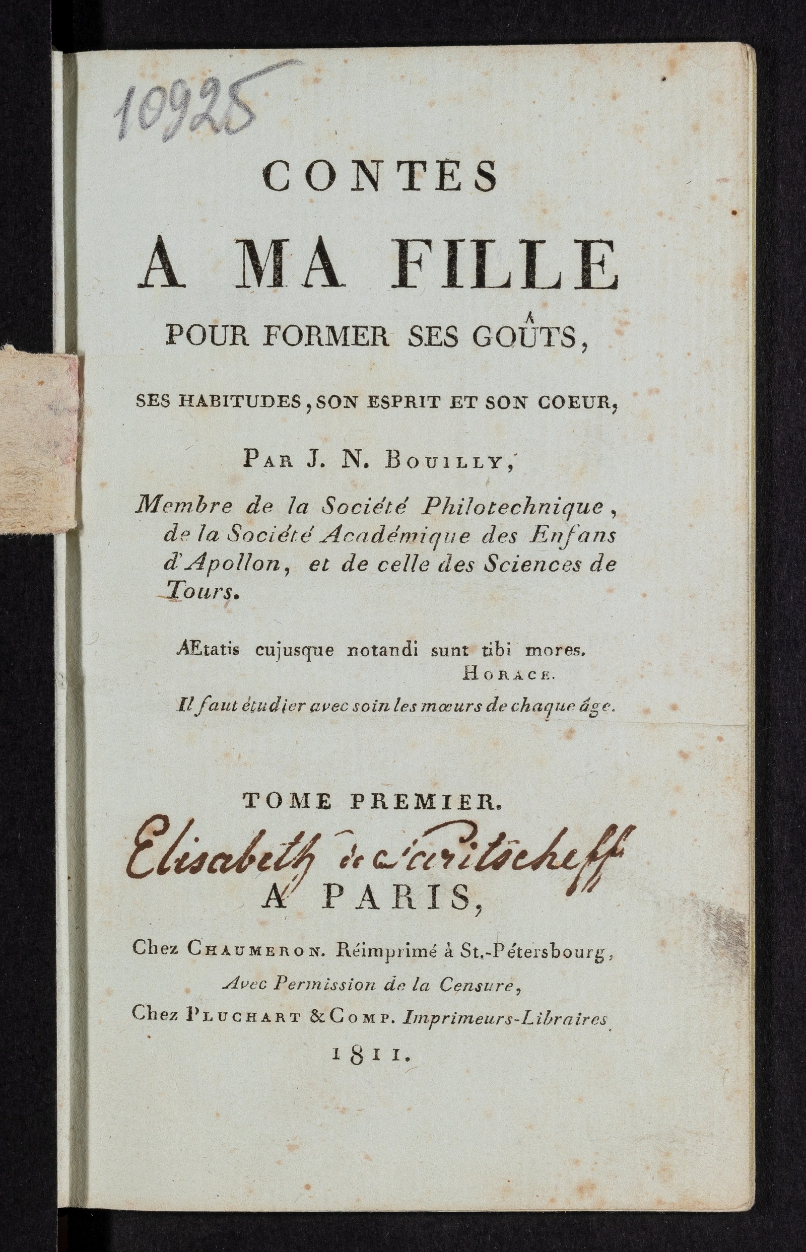 Изображение книги Contes a ma fille pour former ses goûts... T. 1