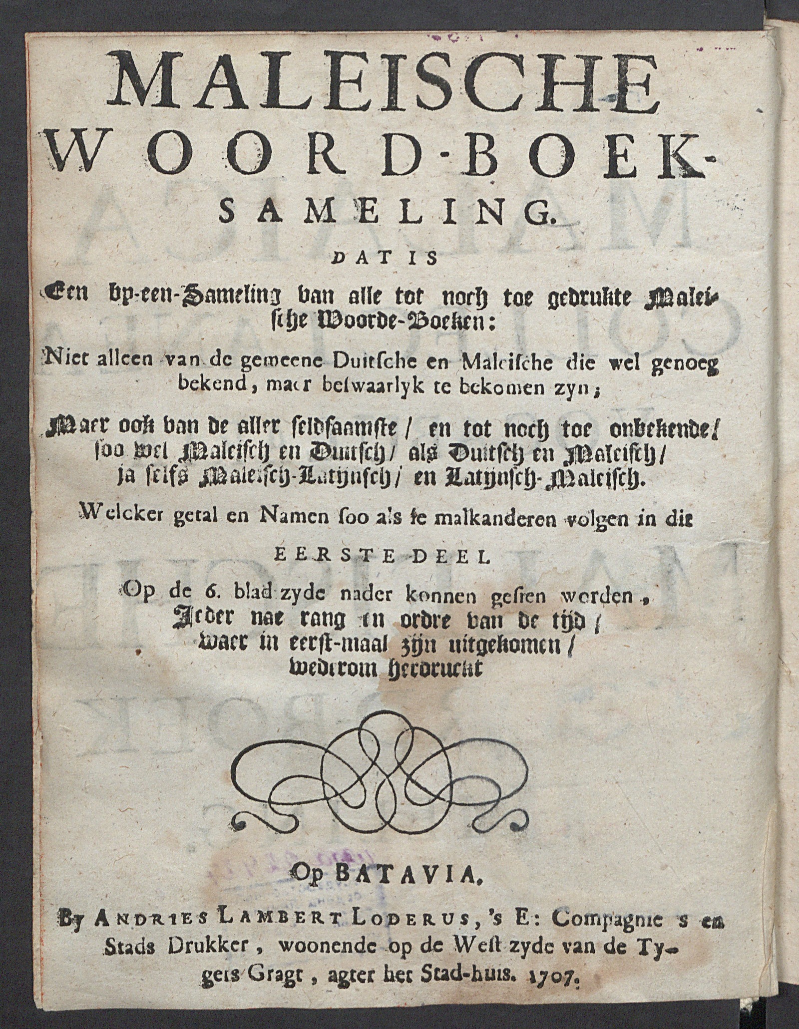 Изображение Maleische Woord-boek-sameling. Deel 1