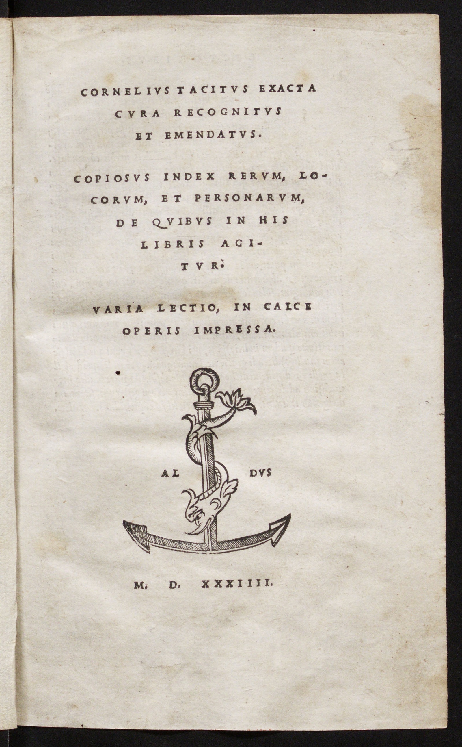 Изображение книги Cornelius Tacitus exacta cura recognitus, et emendatus