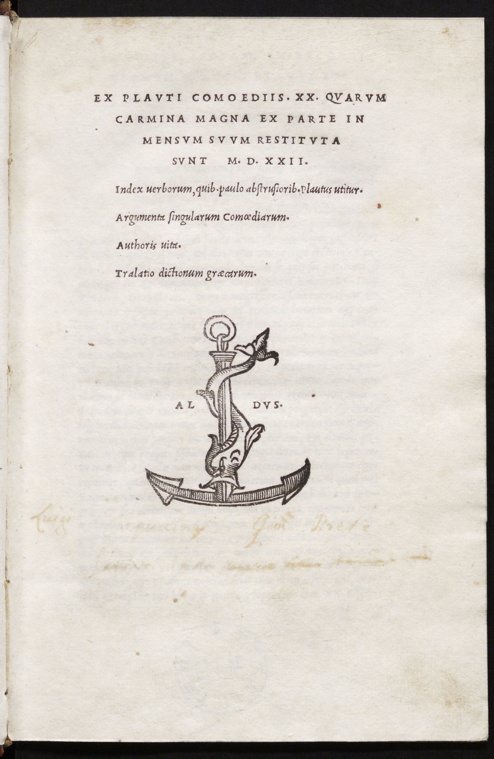 Изображение Comoediae Ex Plauti Comoediis. XX. quarum Carmina Magna ex parte in mensum suum restituta sunt M.D.XXII