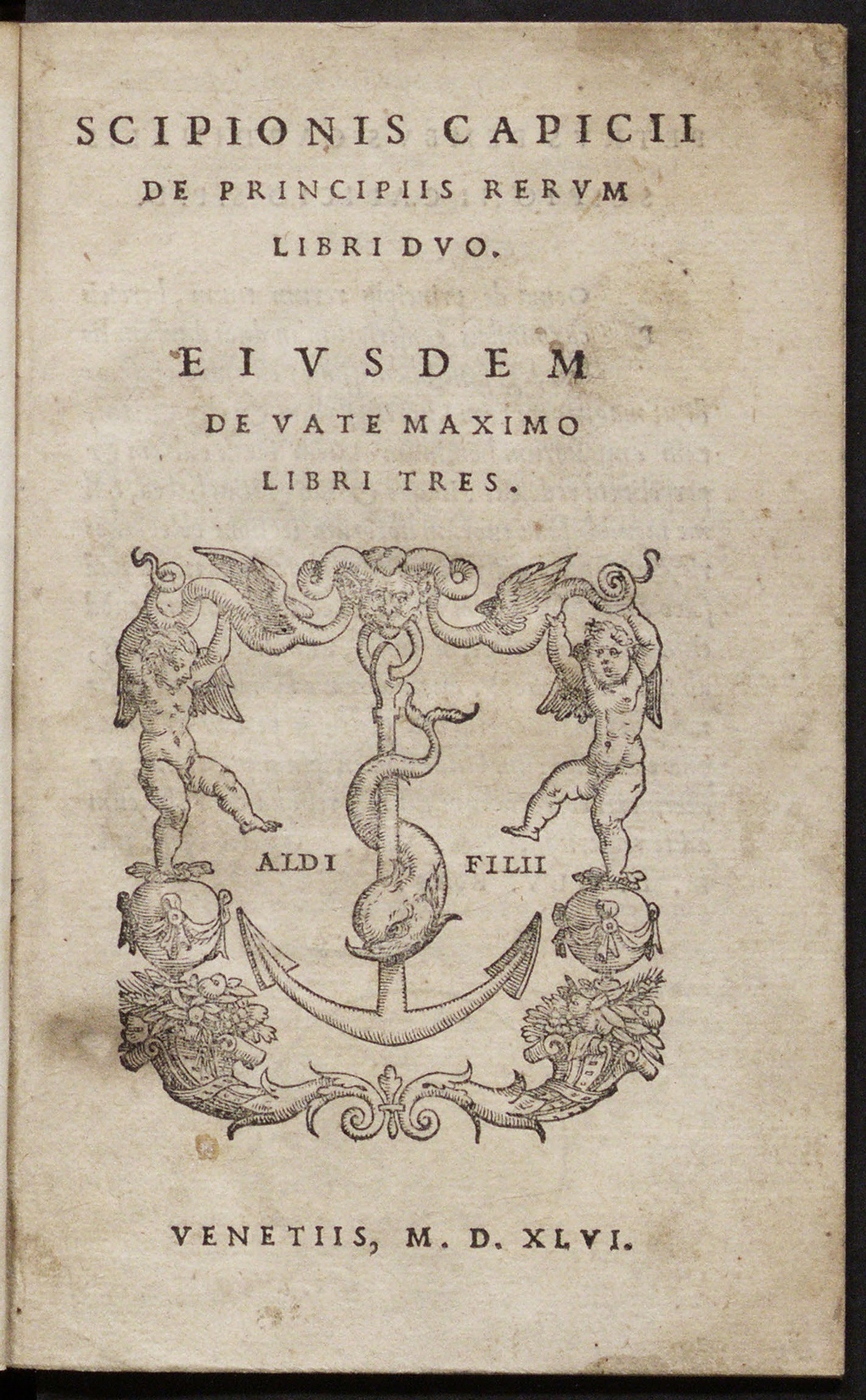 Изображение Scipionis Capicii De principiis rerum libri duo. Eiusdem de vate maximo libri tres