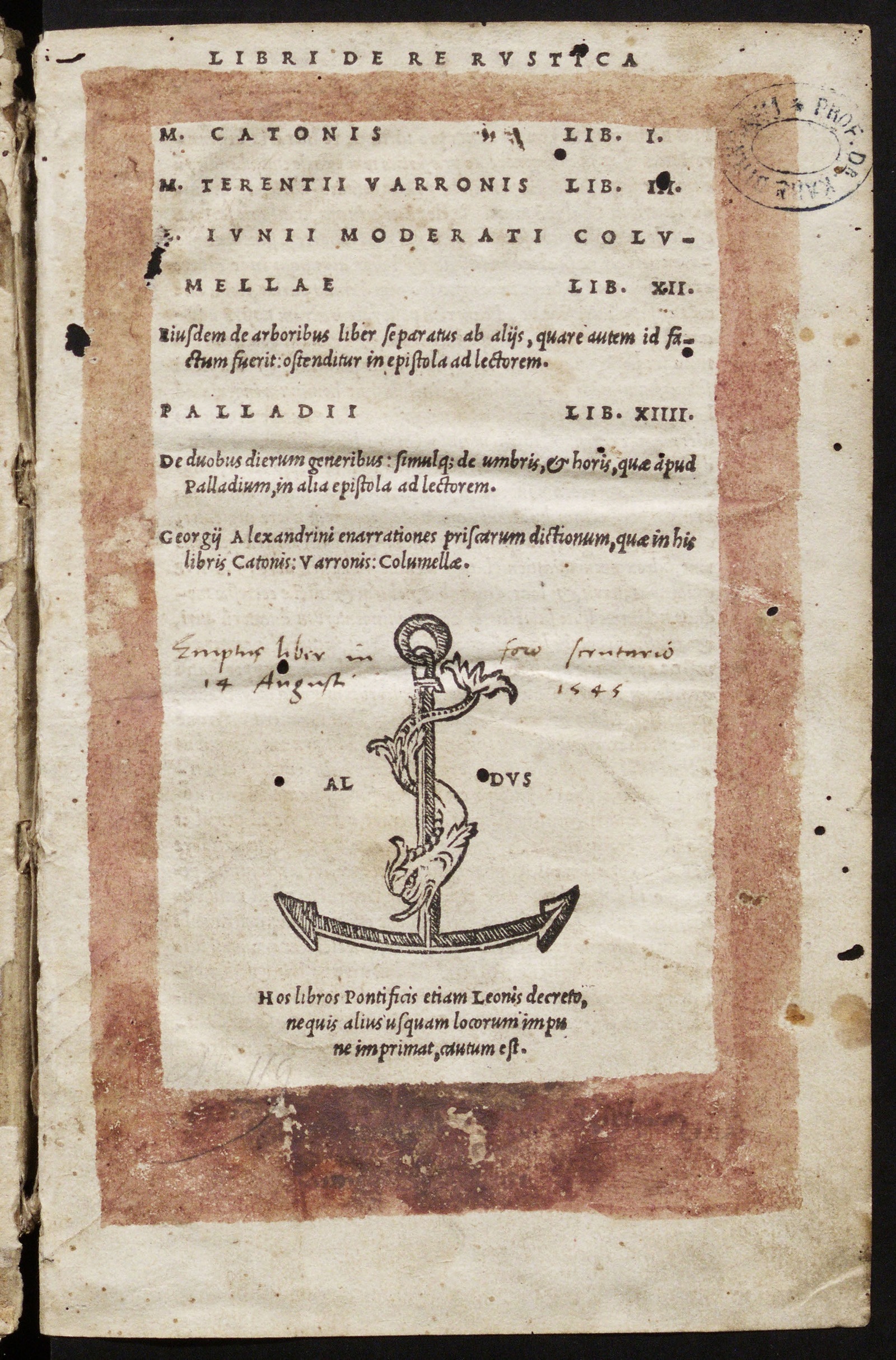 Изображение книги Libri de re rustica M. Catonis lib. I. M. Terentii Varronis lib. III. L. Iunii Moderati Columellae lib. XII