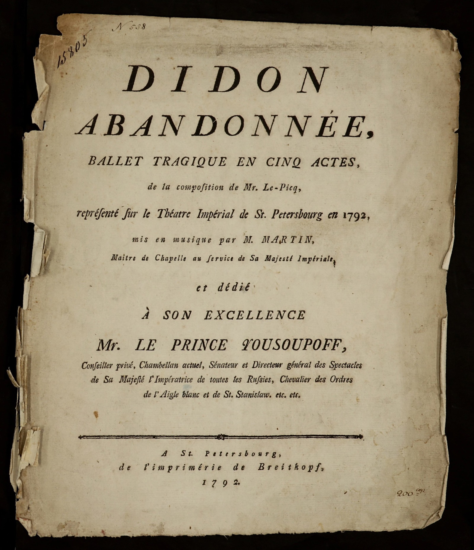 Изображение книги Didon abandonée, : ballet tragique en cinq actes,
