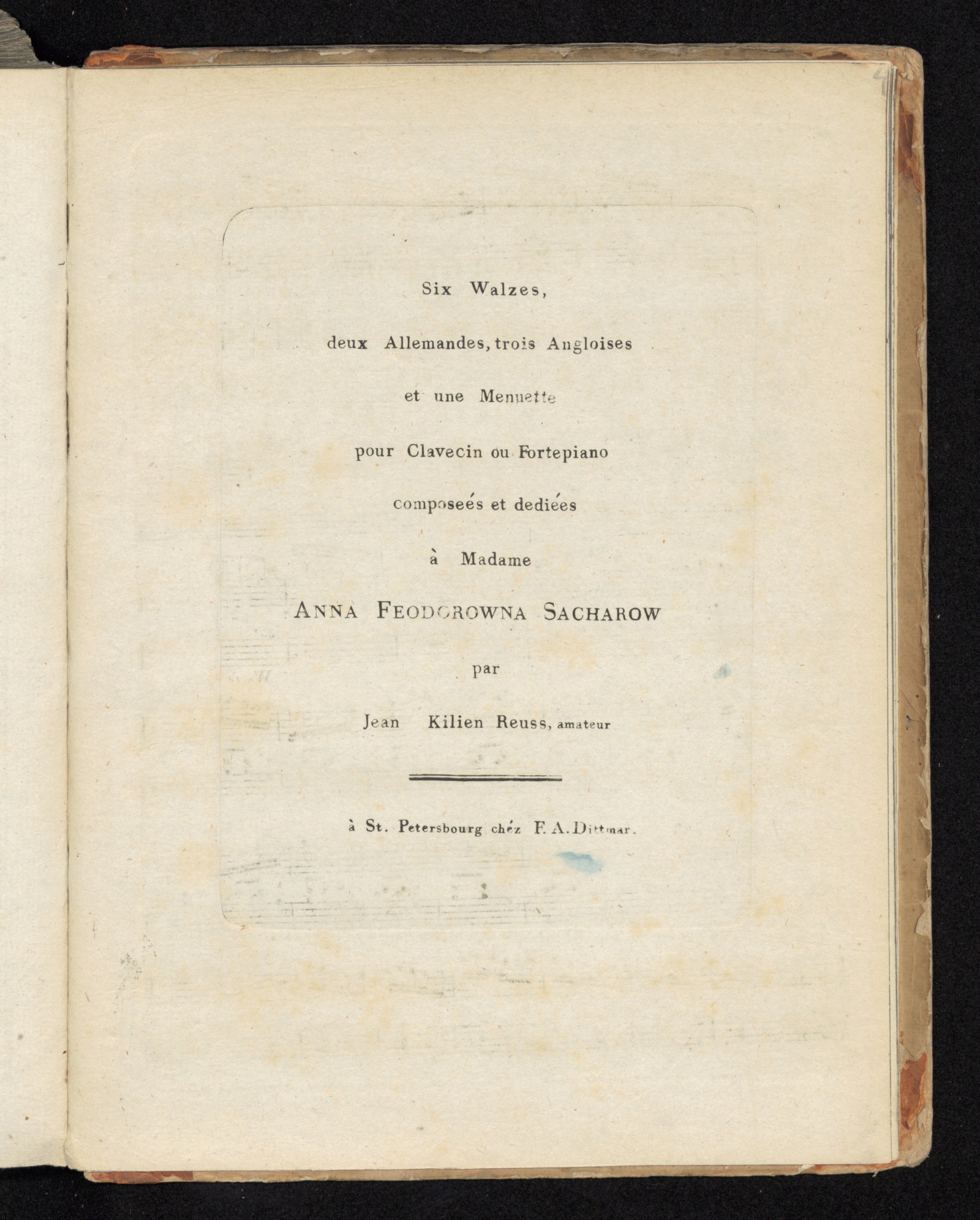 Изображение книги Six walzes, deux allemandes, trois angloises et une menuette : pour clavecin ou fortepiano