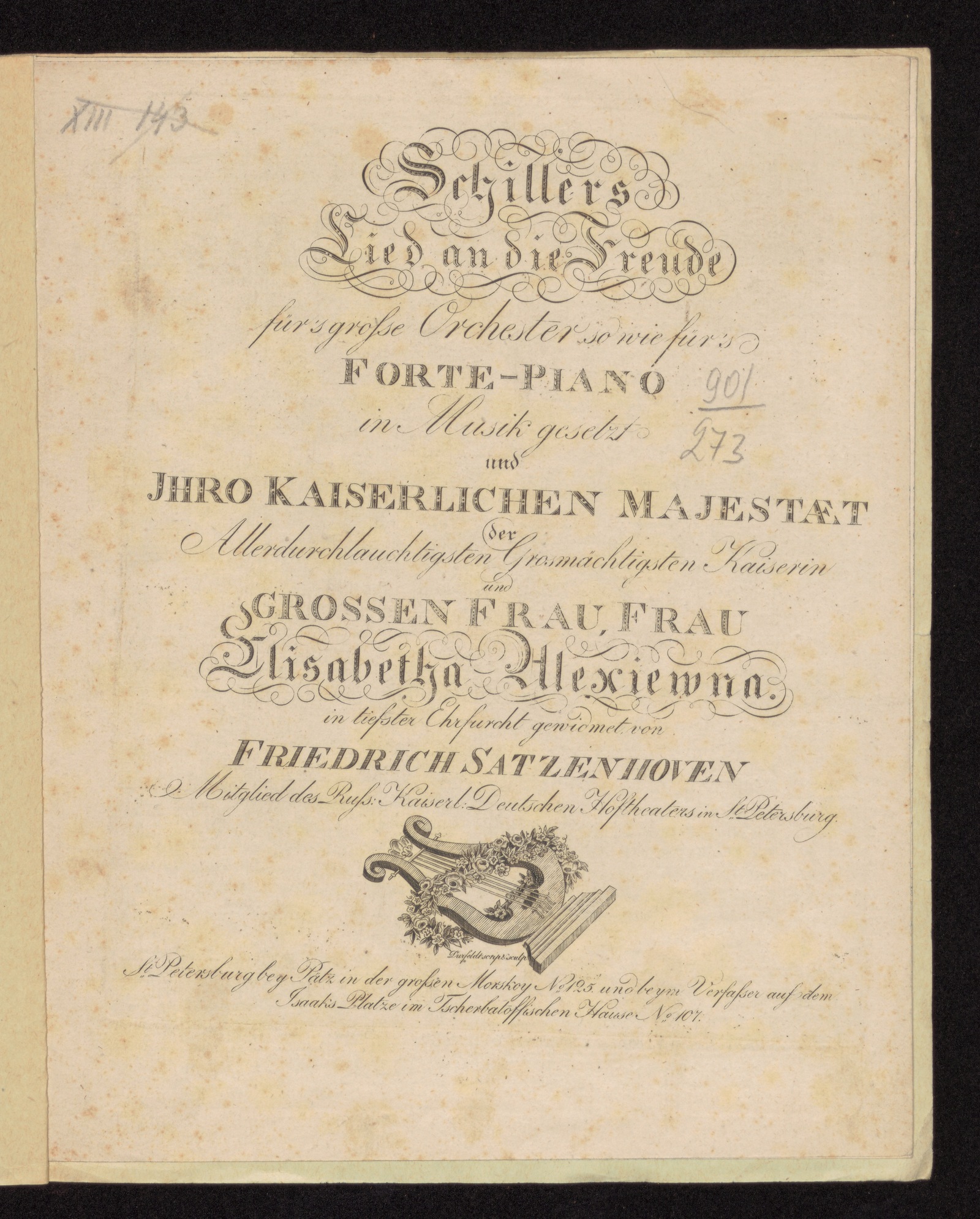 Изображение книги Schillers Lied an die Freude : "Freude, schoner Gotterfuncken..." : für's grosse Orchester so wie für's Forte-piano [und Chor]