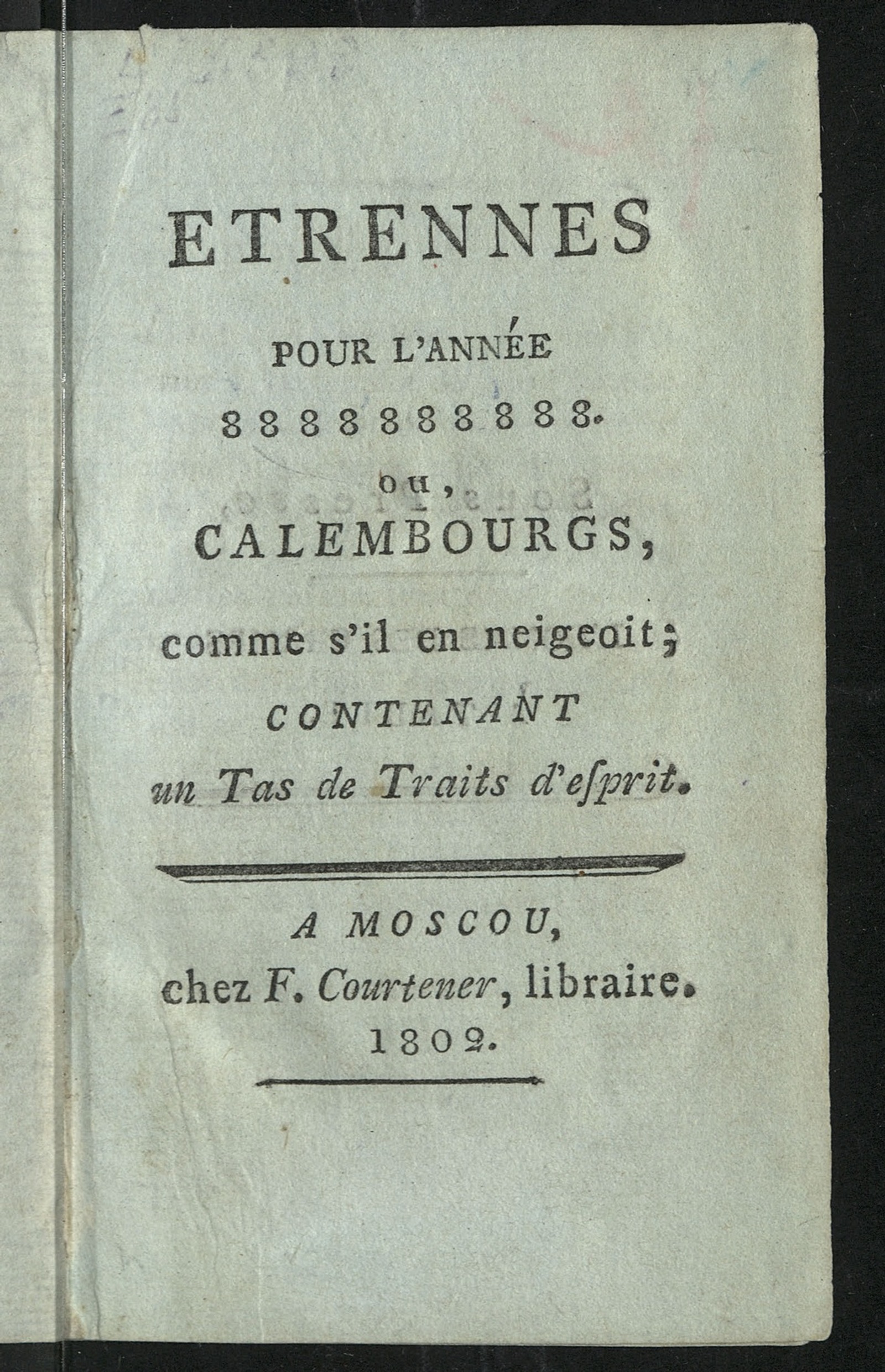 Изображение книги Etrennes pour l'année 8888888888.