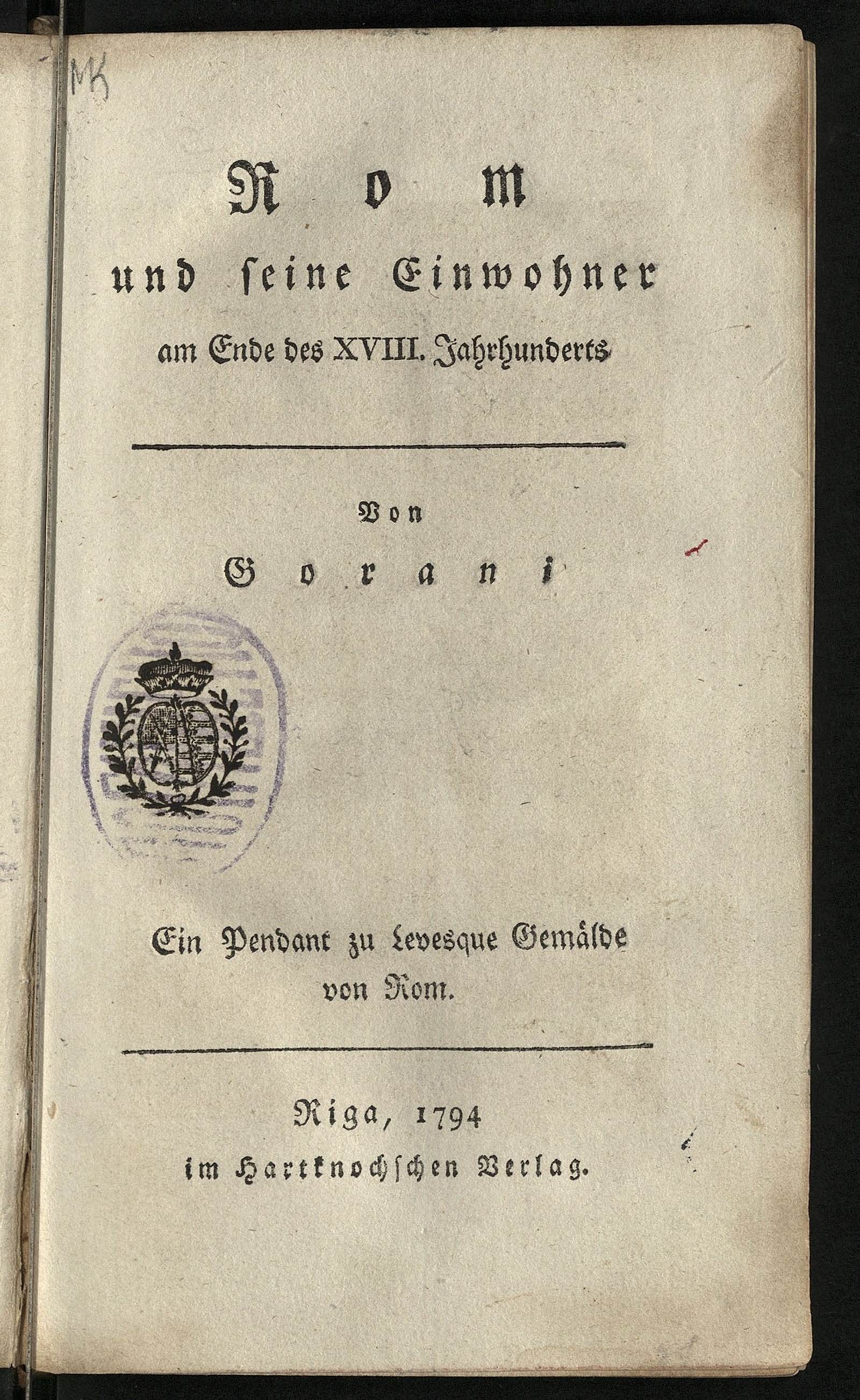 Изображение книги Rom und seine Einwohner am Ende des XVIII. Jahrhunderts