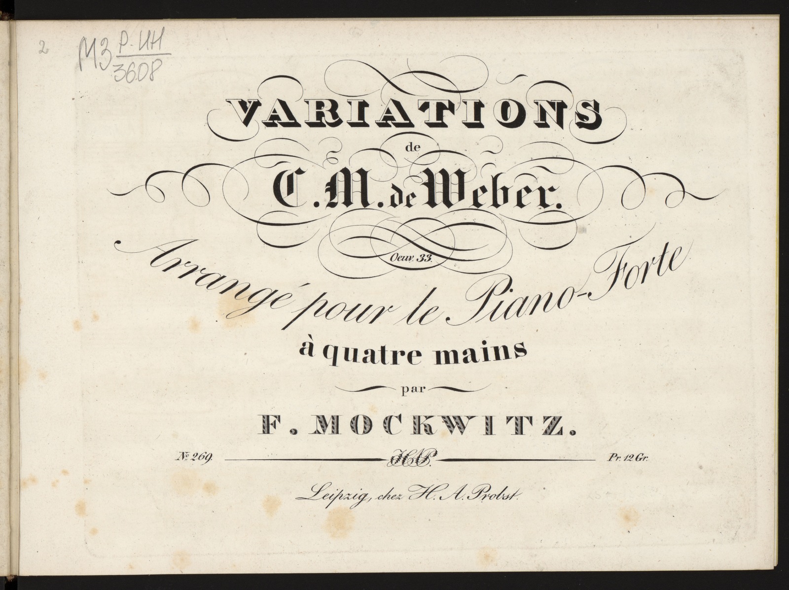 Изображение книги Variations de C. M. de Weber : oeuv. 33
