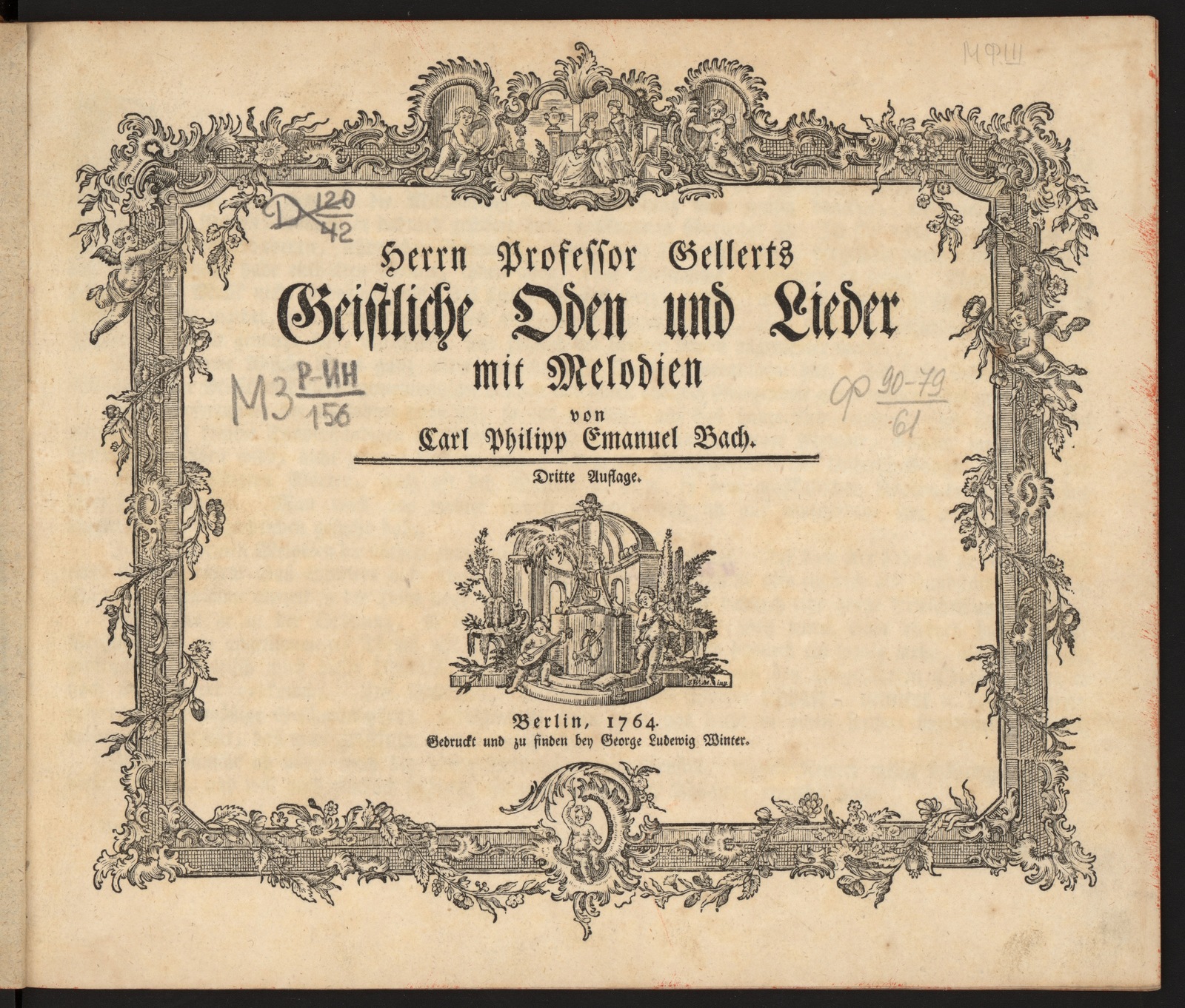 Изображение книги Herrn Professor Gellerts geistliche Oden und Lieder mit Melodien :[Wq 194]