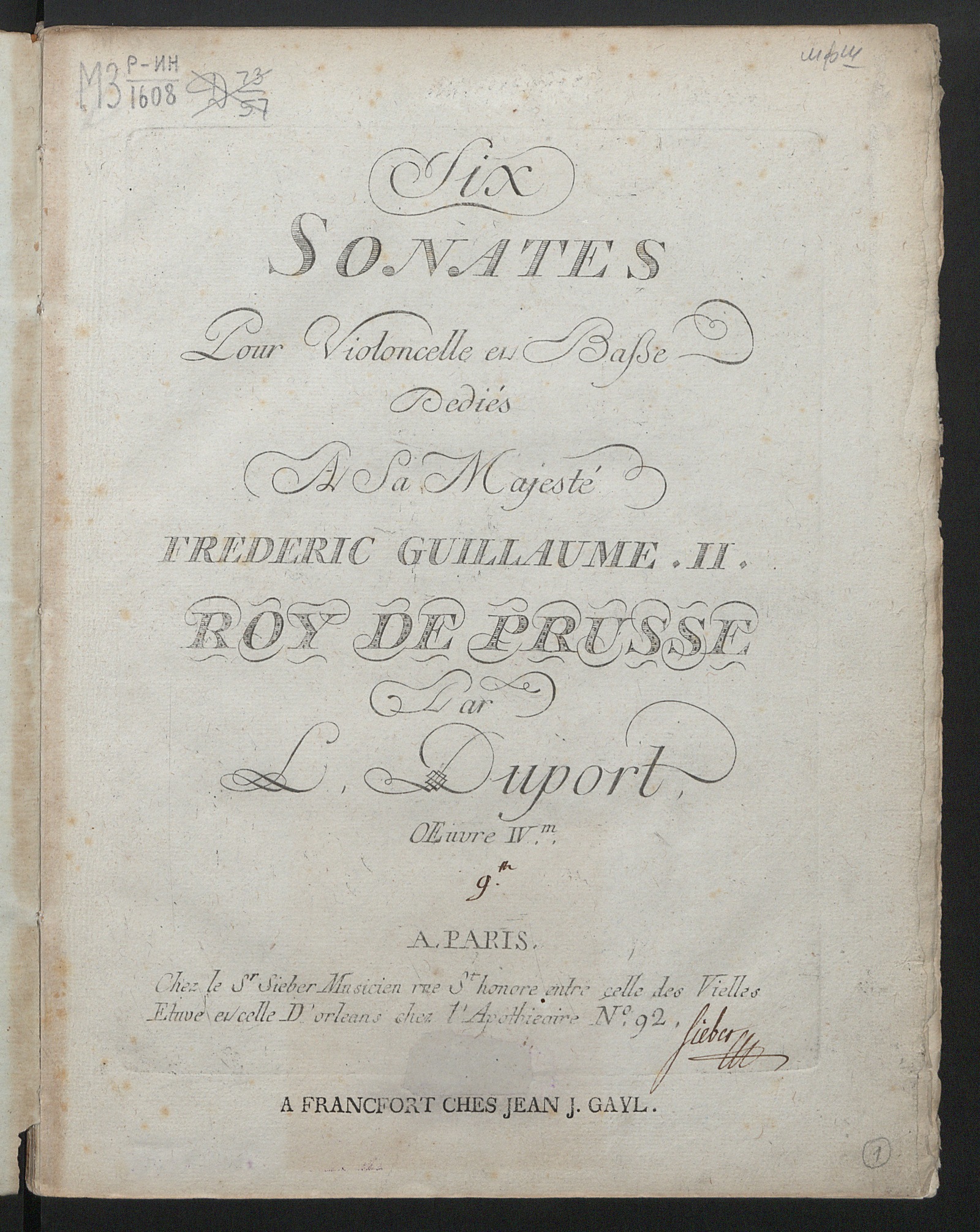 Изображение книги Six sonates : pour violoncelle et basse : oeuv. IV