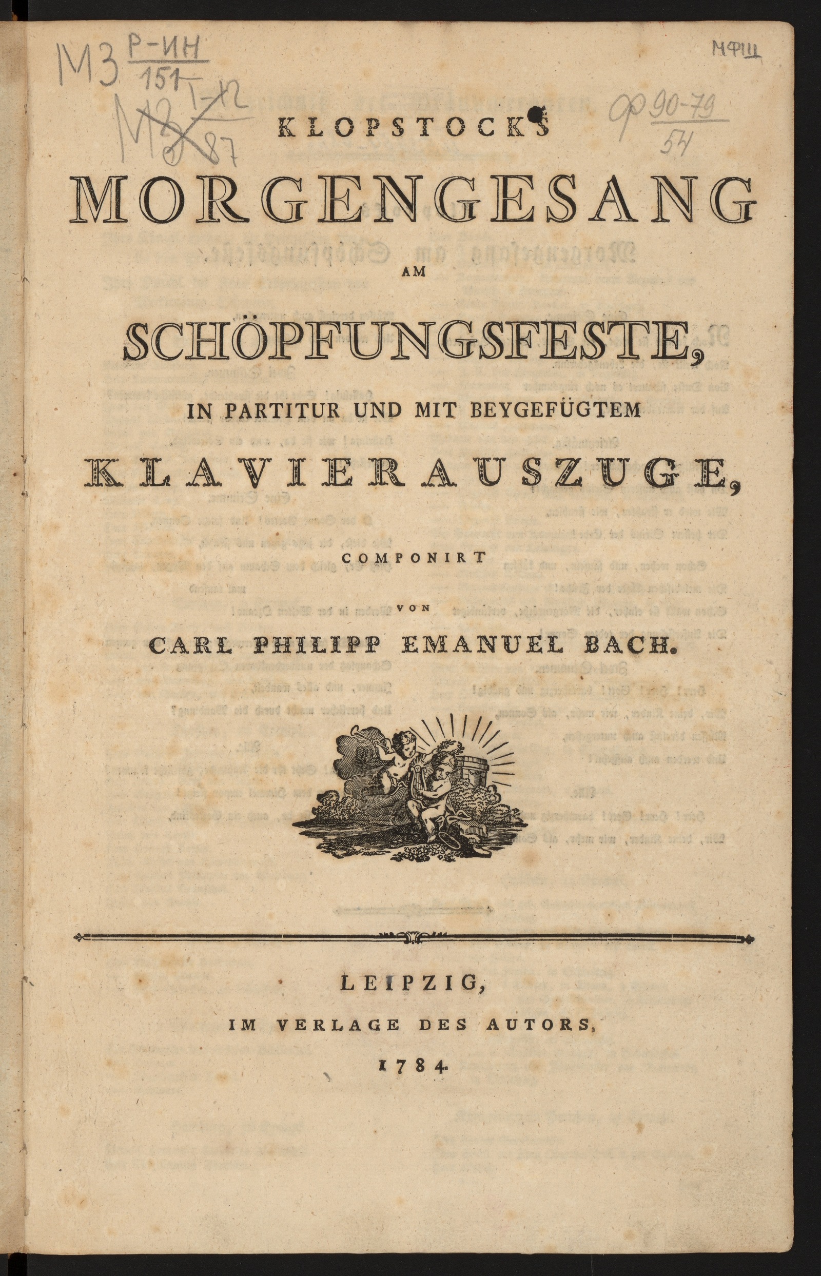 Изображение книги Klopstocks Morgengesang am Schöpfungsfeste : in Partitur und mit beygefügtem Klavierauszuge : [Wq 239]