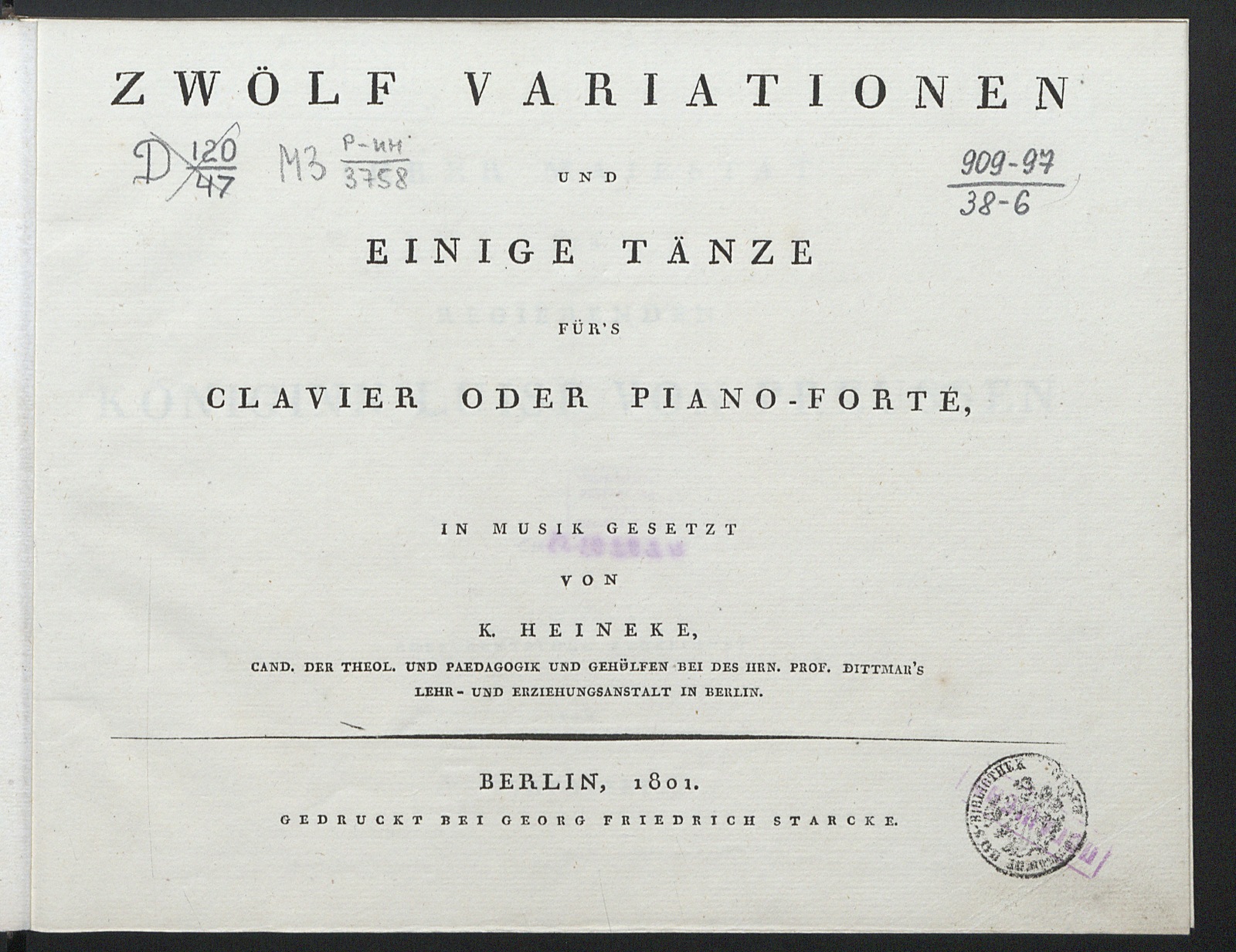 Изображение Zwölf Variationen und einige Tänze : für's Clavier oder Piano-Forte
