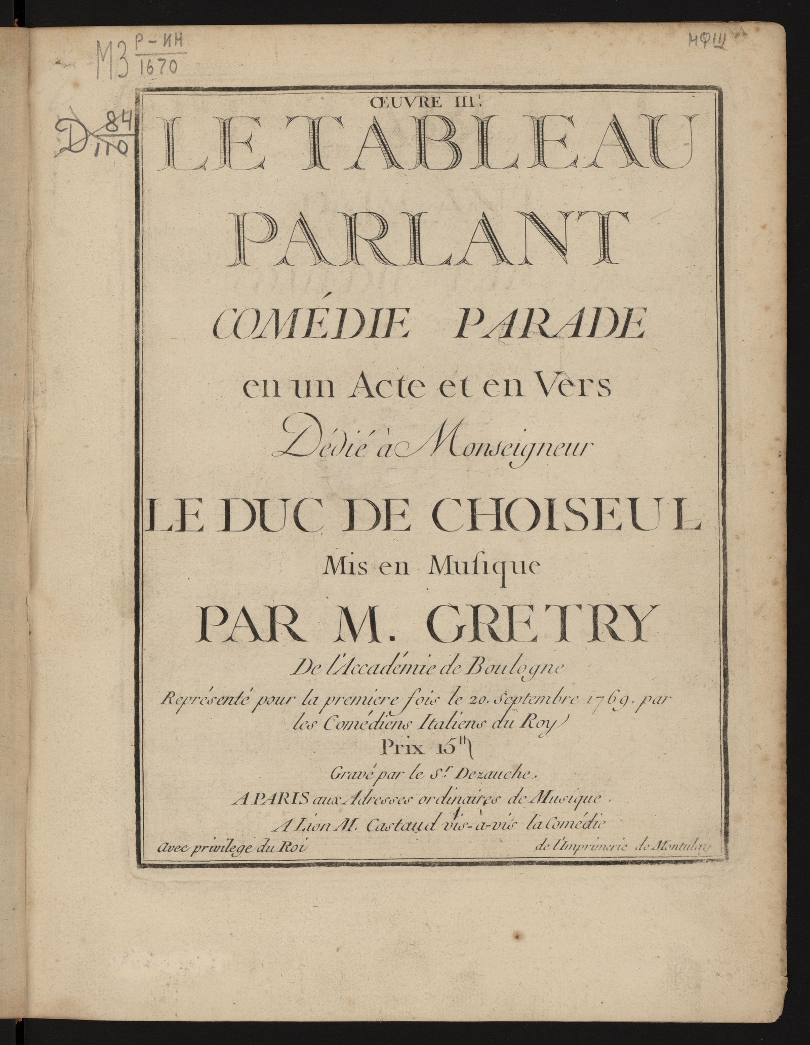 Изображение книги Le tableau parlant : comédie parade en un acte, et en vers