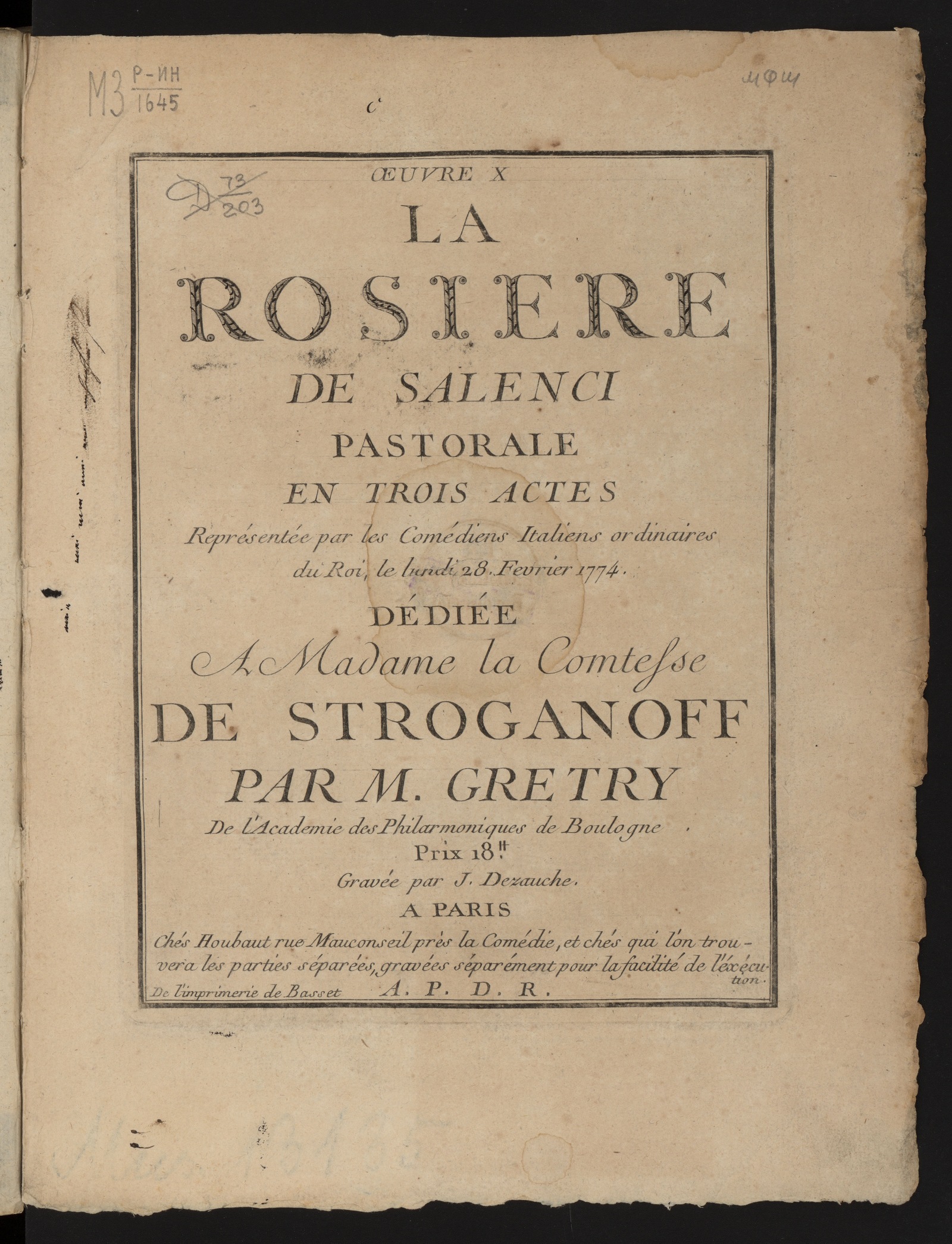 Изображение книги La rosière de Salenci : pastorale en trois actes : oeuv. X