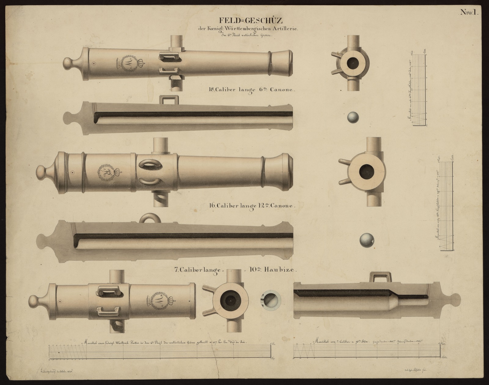 Изображение книги Dessins de l'artillerie Würtembergeoise (Чертежи орудий вюртембергской артиллерии)