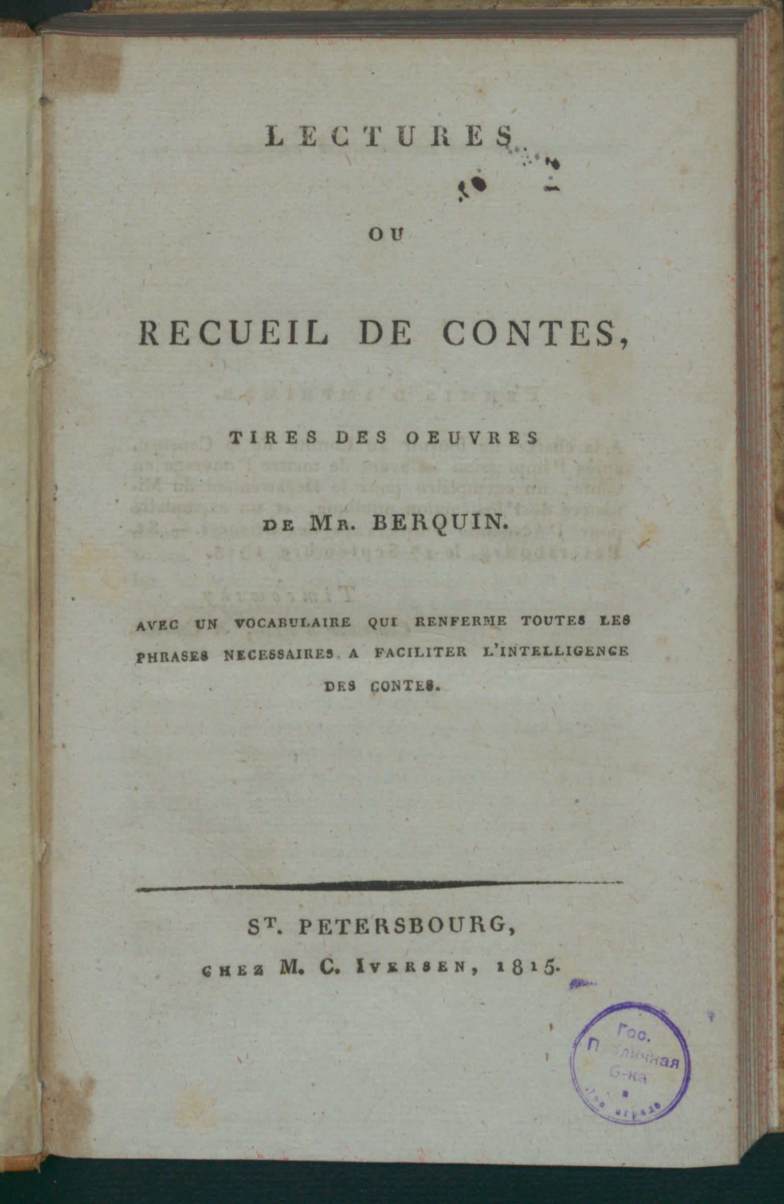 Изображение книги Lectures ou Recueil de contes, tires des oeuvres de Mr. Berquin