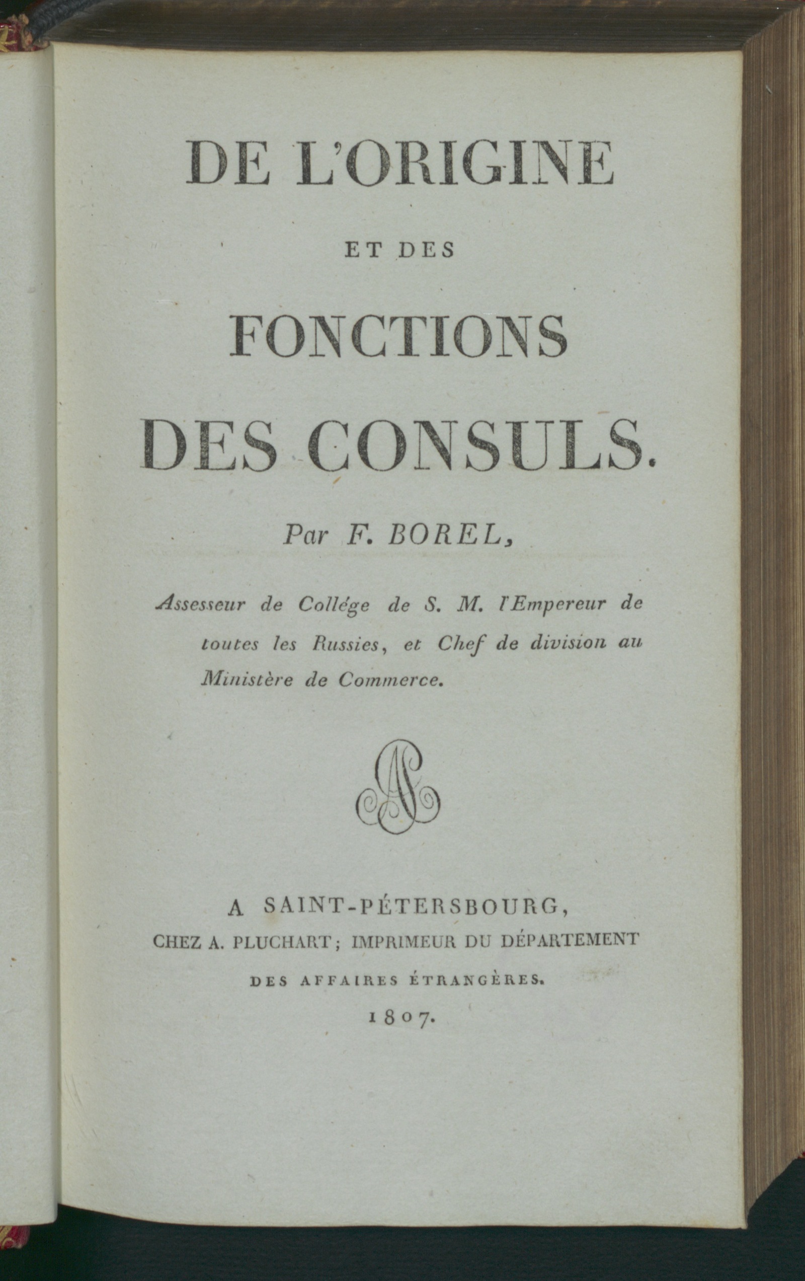 Изображение книги De l'origine et des fonctions des consuls