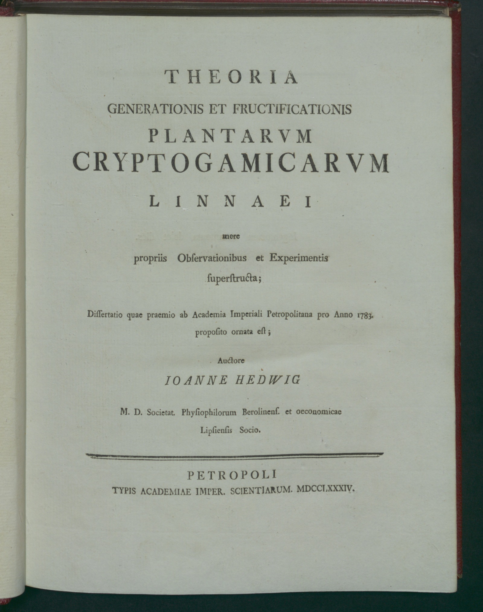 Изображение Theoria generationis et fructificationis plantarum cryptogamicarum Linnaei mere propriis observationibus et experimentis superstructa