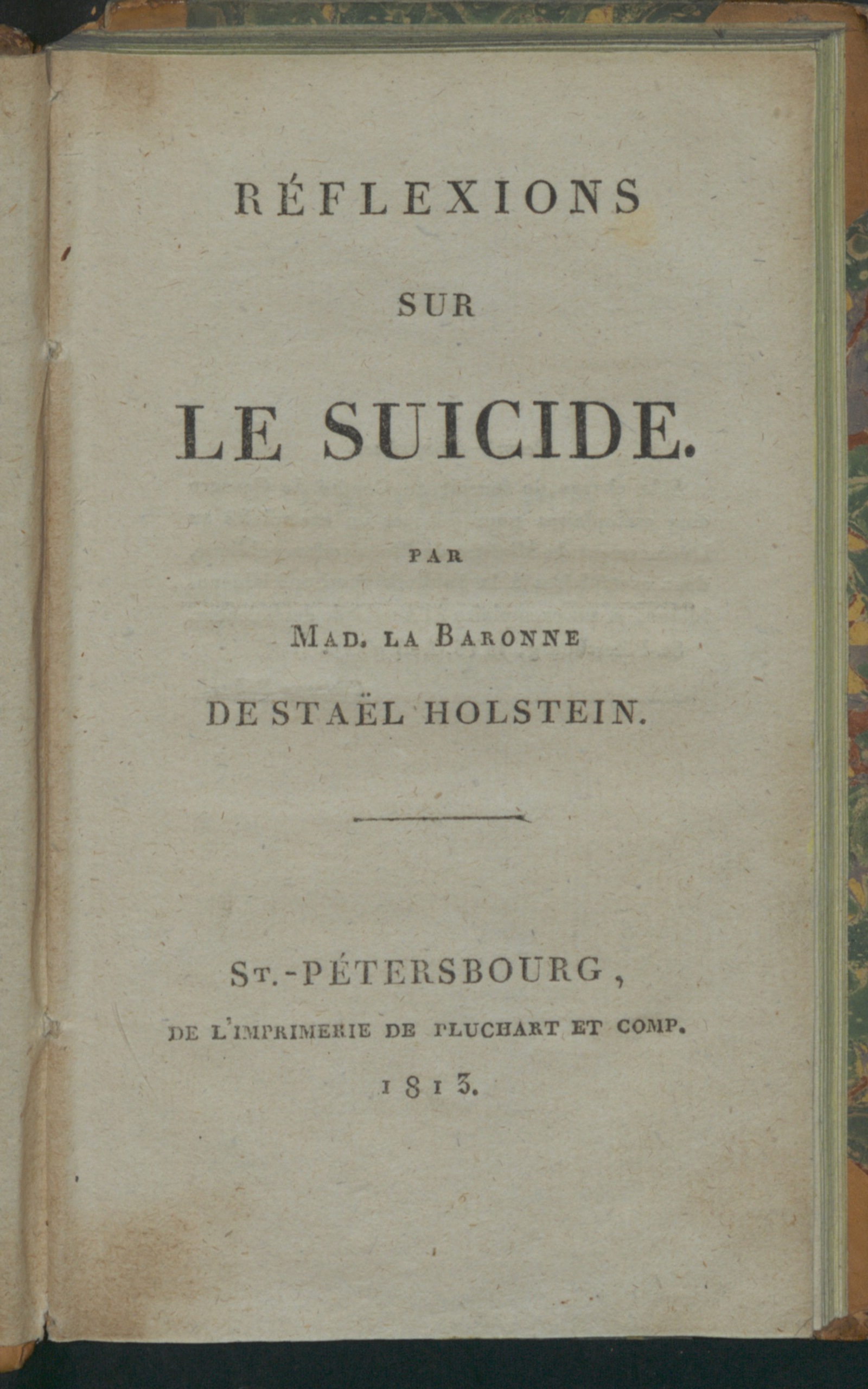 Изображение книги Réflexions sur le suicide.