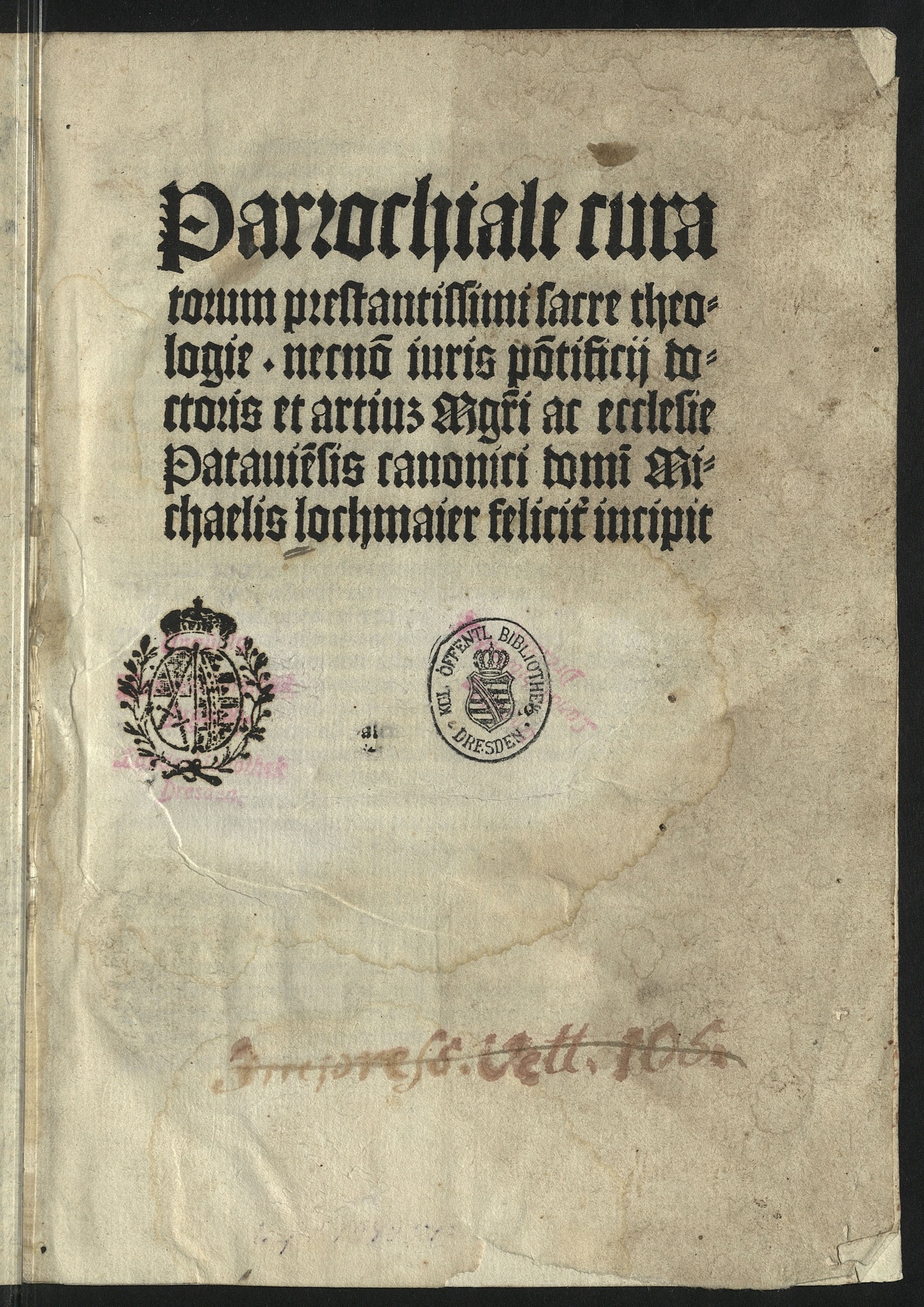 Изображение книги Parochiale curatorum