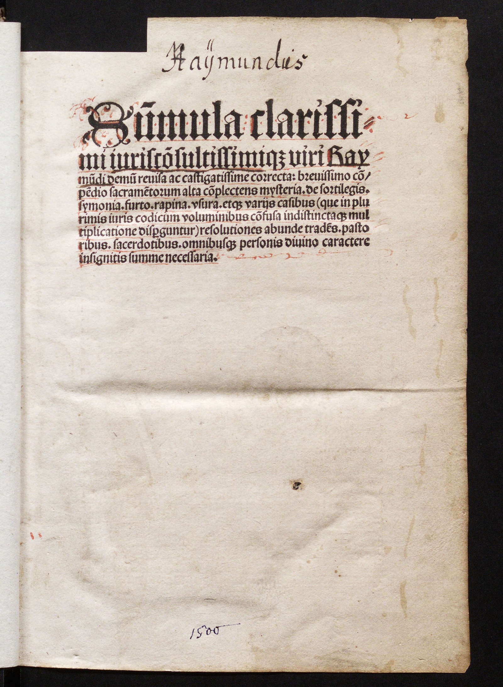 Изображение книги Summula sacramentorum Raymundi de Pennaforte metrificata