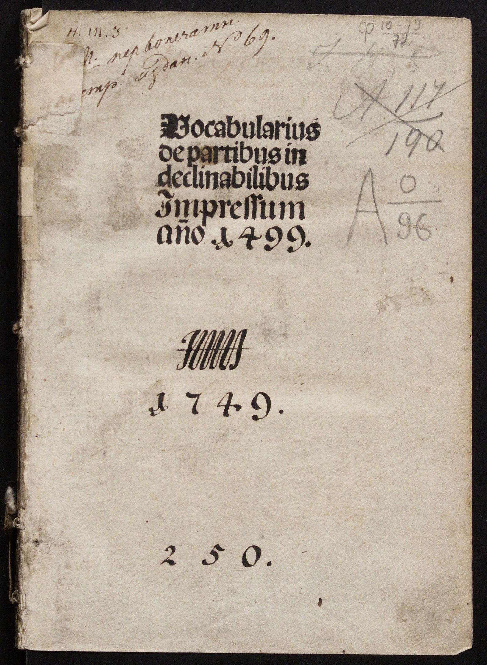 Изображение книги Vocabularius de partibus indeclinabilibus