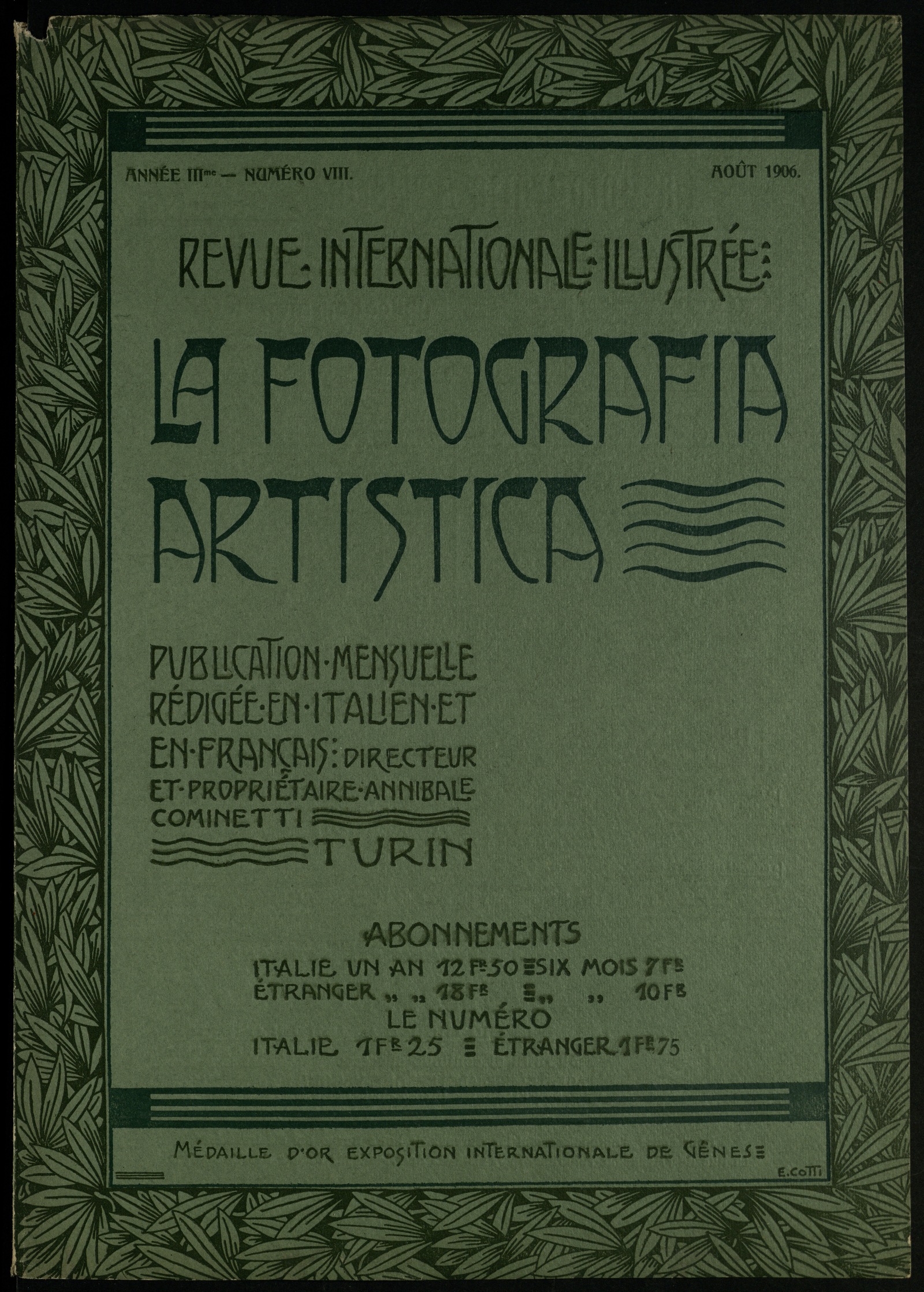 Изображение книги La fotografia artistica : revue internationale illustrée = rivista internazionale illustrata. Année 3, № 8 (Août 1906)