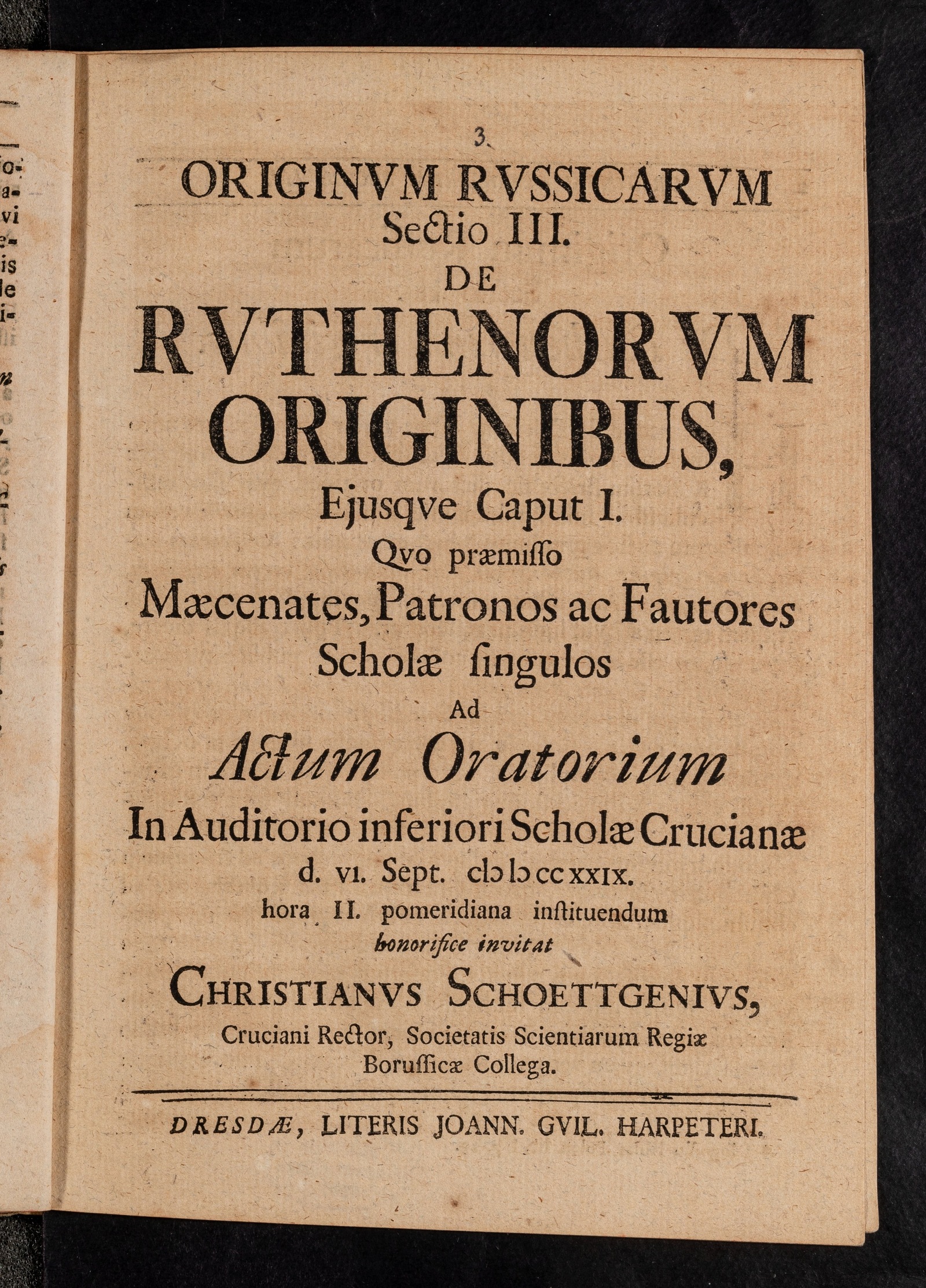 Изображение книги Originum Russicarum Sectio III. De Ruthenorum Originibus, Ejusque Caput I