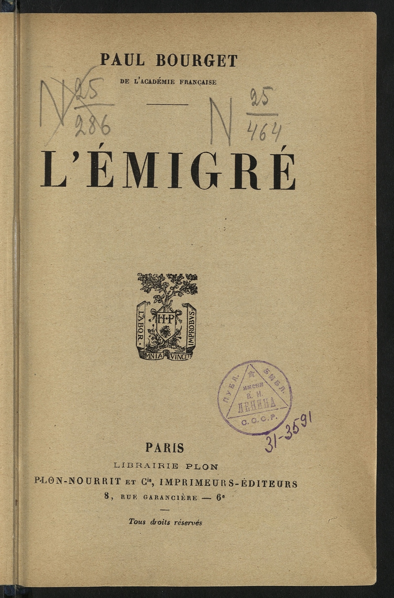 Изображение книги L'émigré