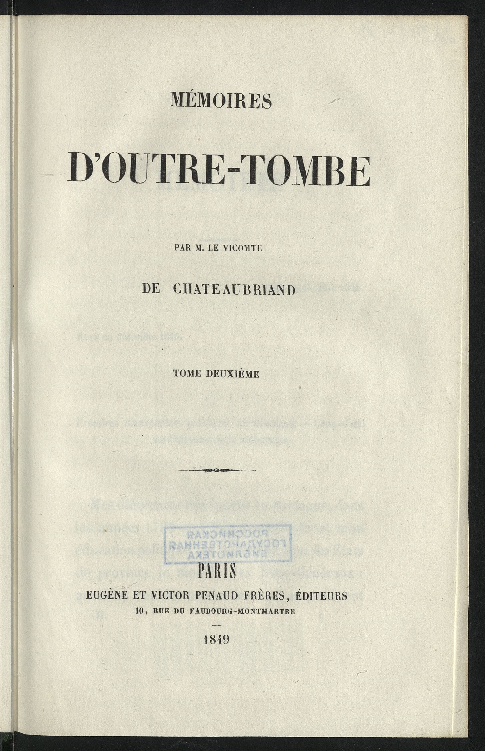 Изображение книги Mémoires d'outre-tombe. T. 2