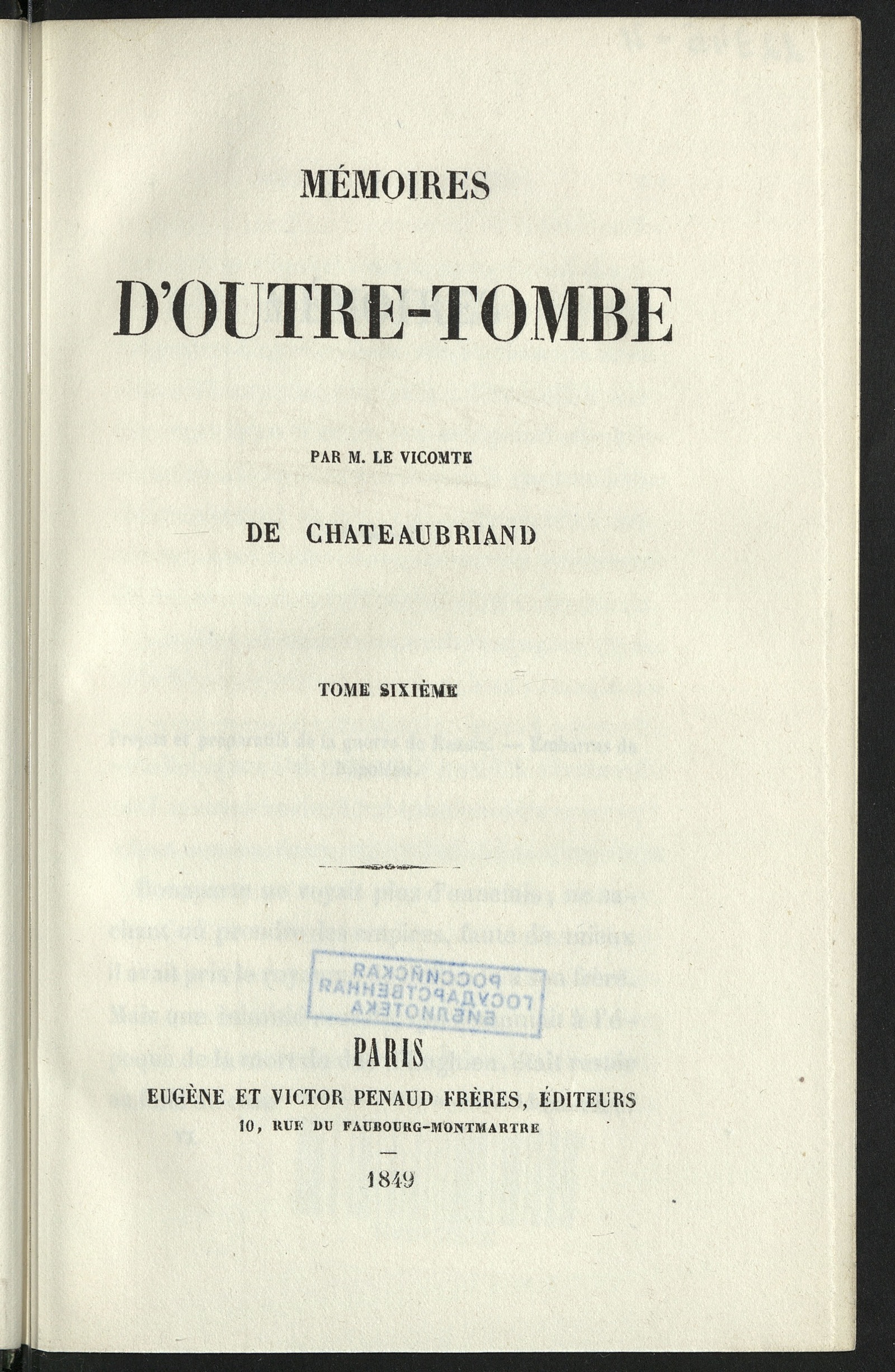 Изображение Mémoires d'outre-tombe. T. 6