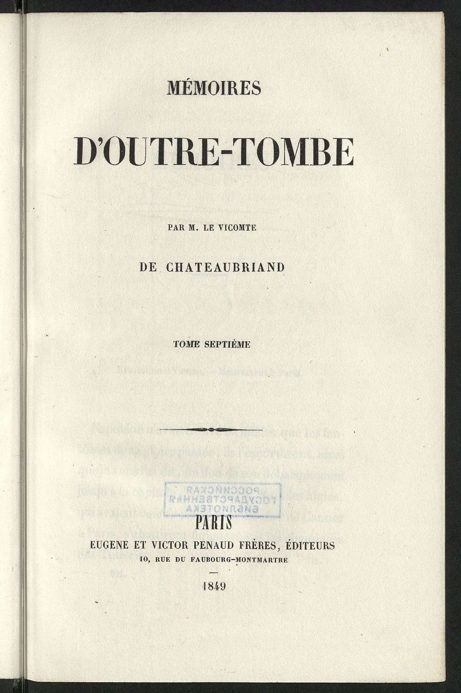 Изображение Mémoires d'outre-tombe. T. 7