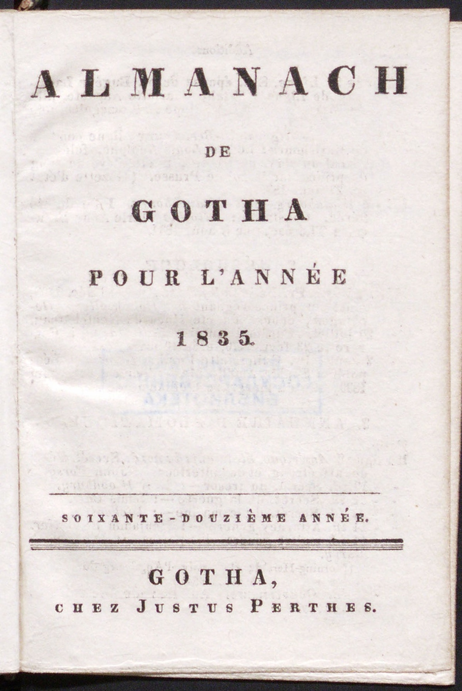 Изображение Almanach de Gotha : annuaire généalogique, diplomatique et statistique... 72-me année, pour l'année 1835