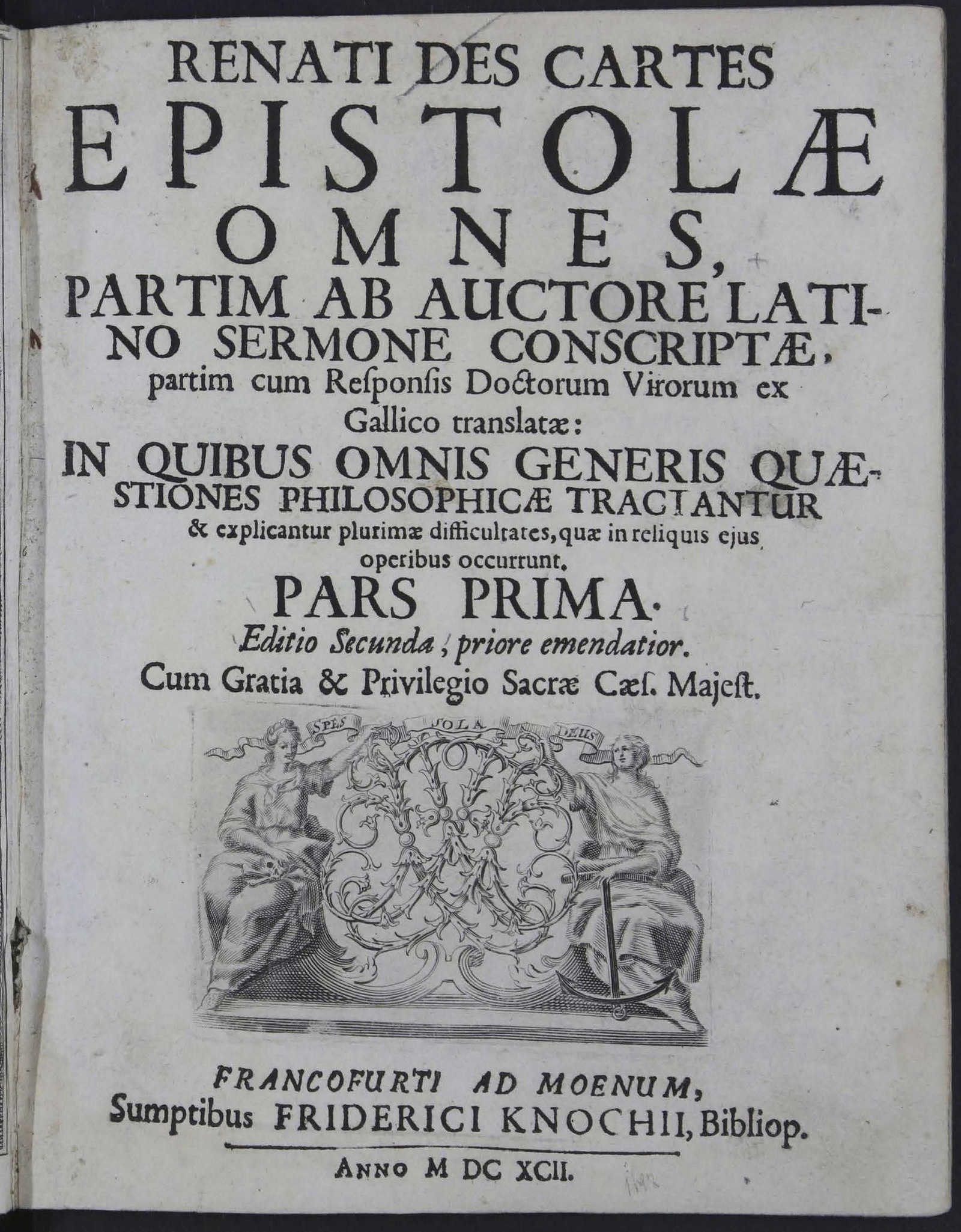 Изображение Renati des Cartes epistolæ omnes, partim ab auctore Latino sermone conscriptæ, partim cum responsis doctorum virorum ex Gallico translatæ