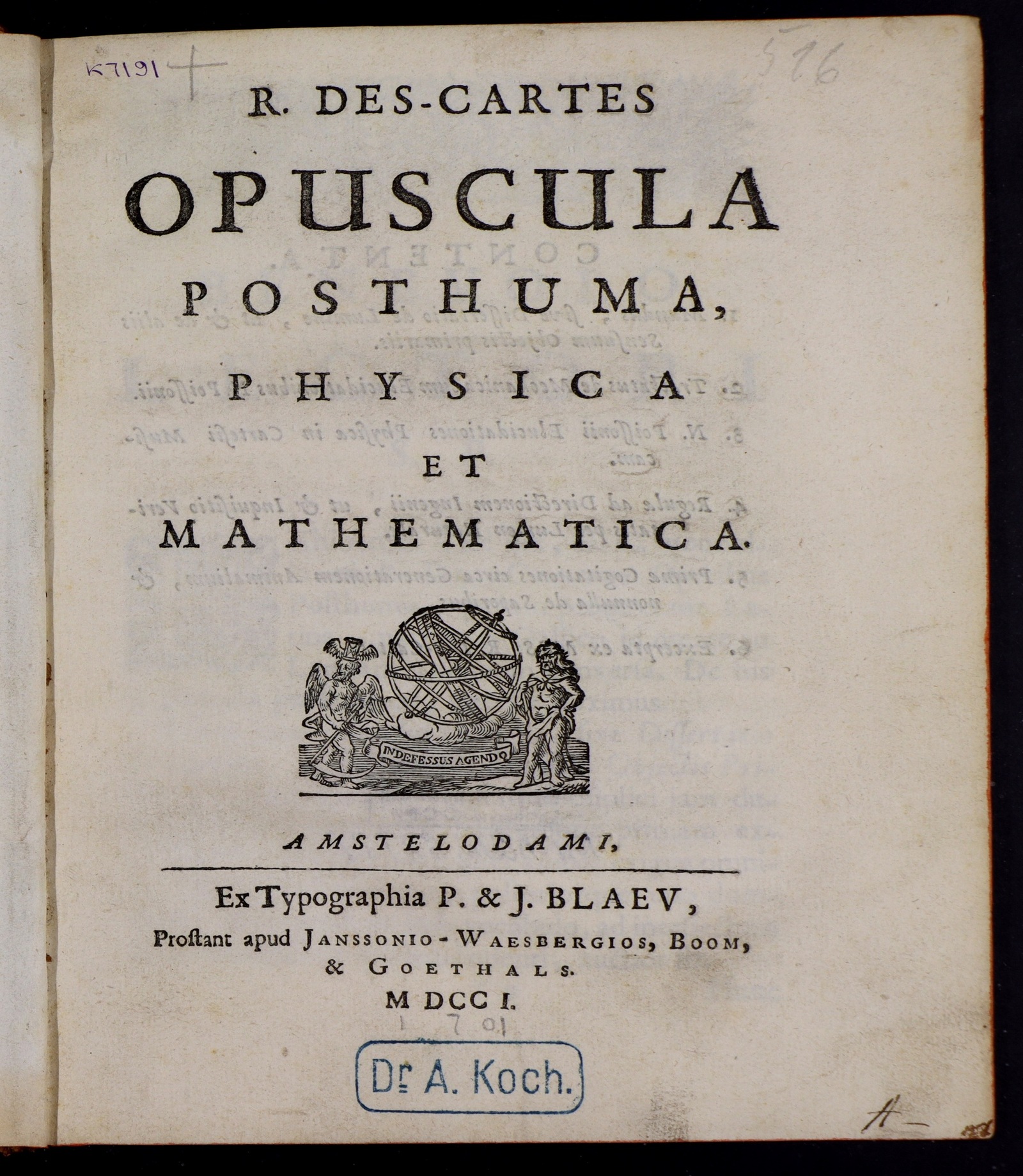 Изображение книги R. Des-Cartes Opuscula posthuma, physica et mathematica