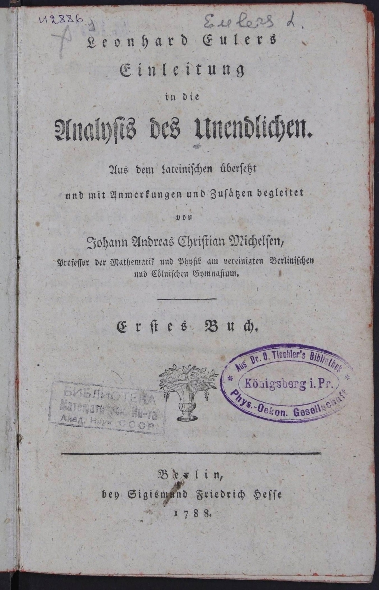 Изображение книги Leonhard Eulers Einleitung in die Analysis des Unendlichen