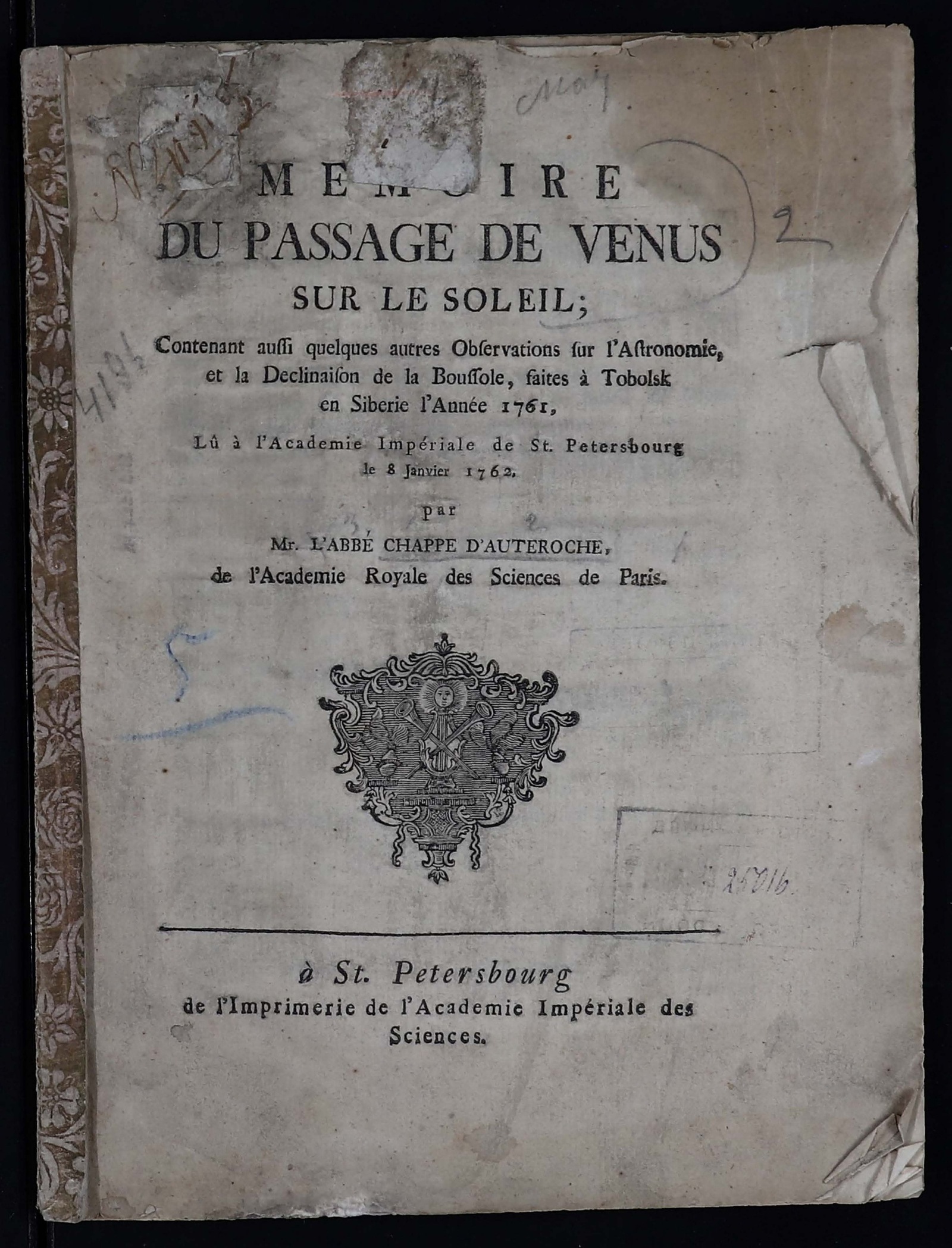Изображение книги Mémoire du passage de Venus sur le Soleil