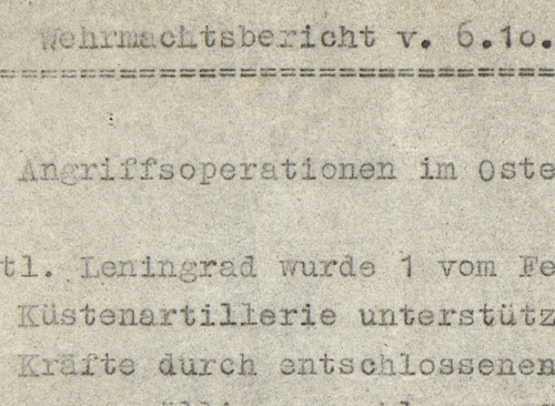 Изображение книжного памятника 'Сводка Вермахта от 6 октября 1941'