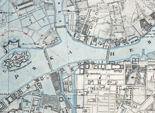 Изображение книжного памятника 'План наводнения Ст. Петербурга 7 ноября 1824 года'