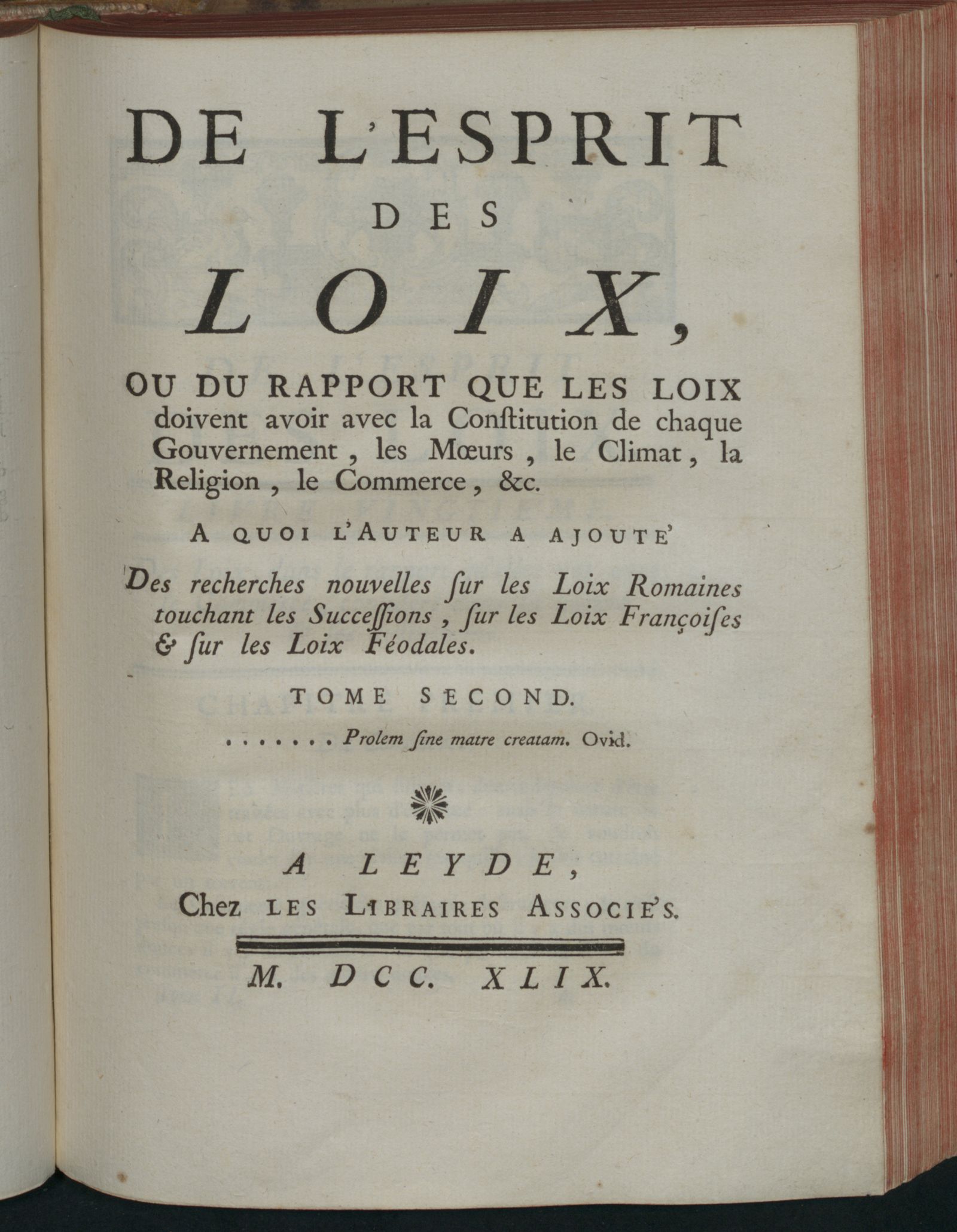 Изображение De l'esprit des loix, ou du rapport que les loix doivent avoir avec la constitution de chaque gouvernement