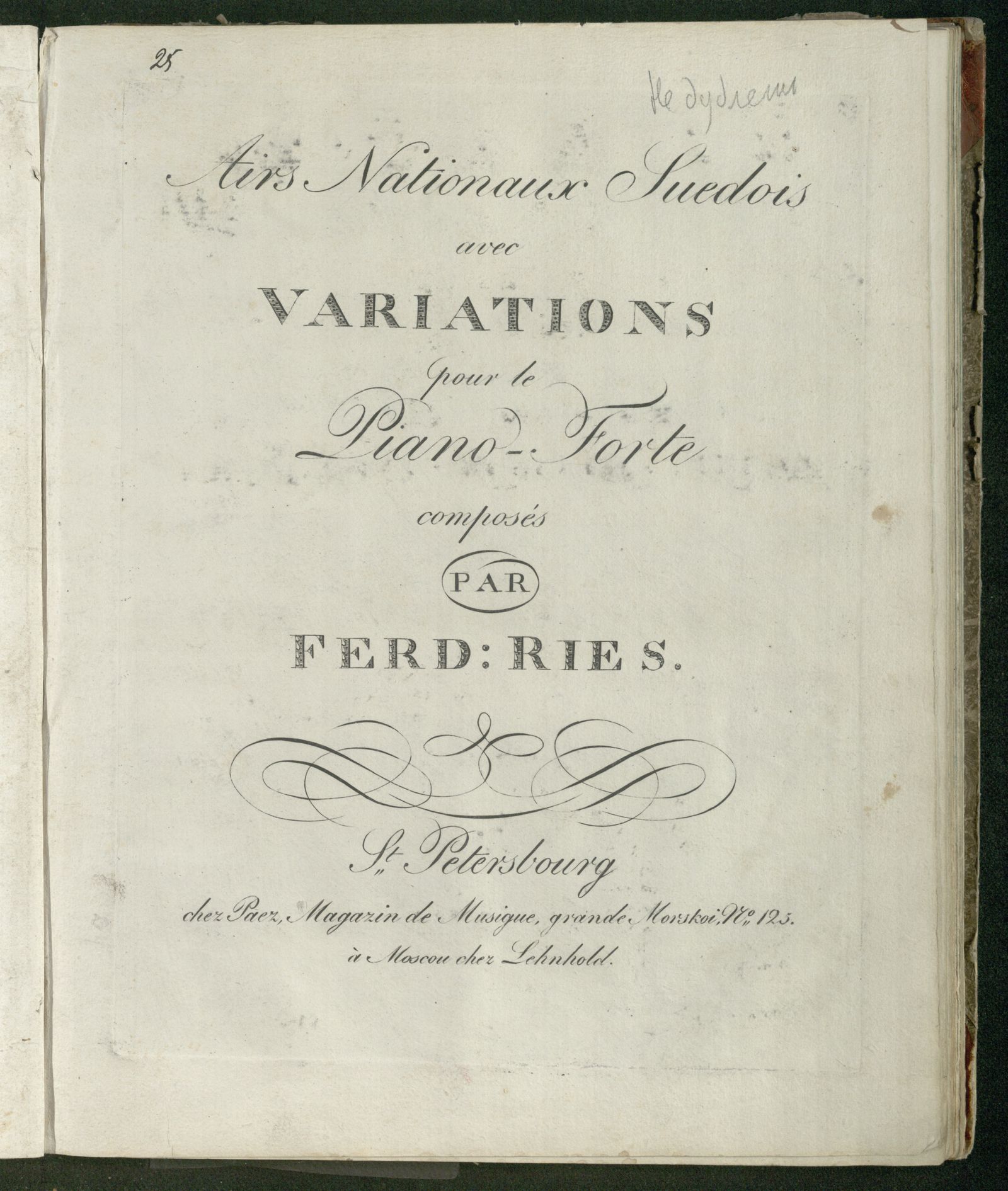 Изображение книги Airs nationaux suedois avec variations: pour le piano-forte