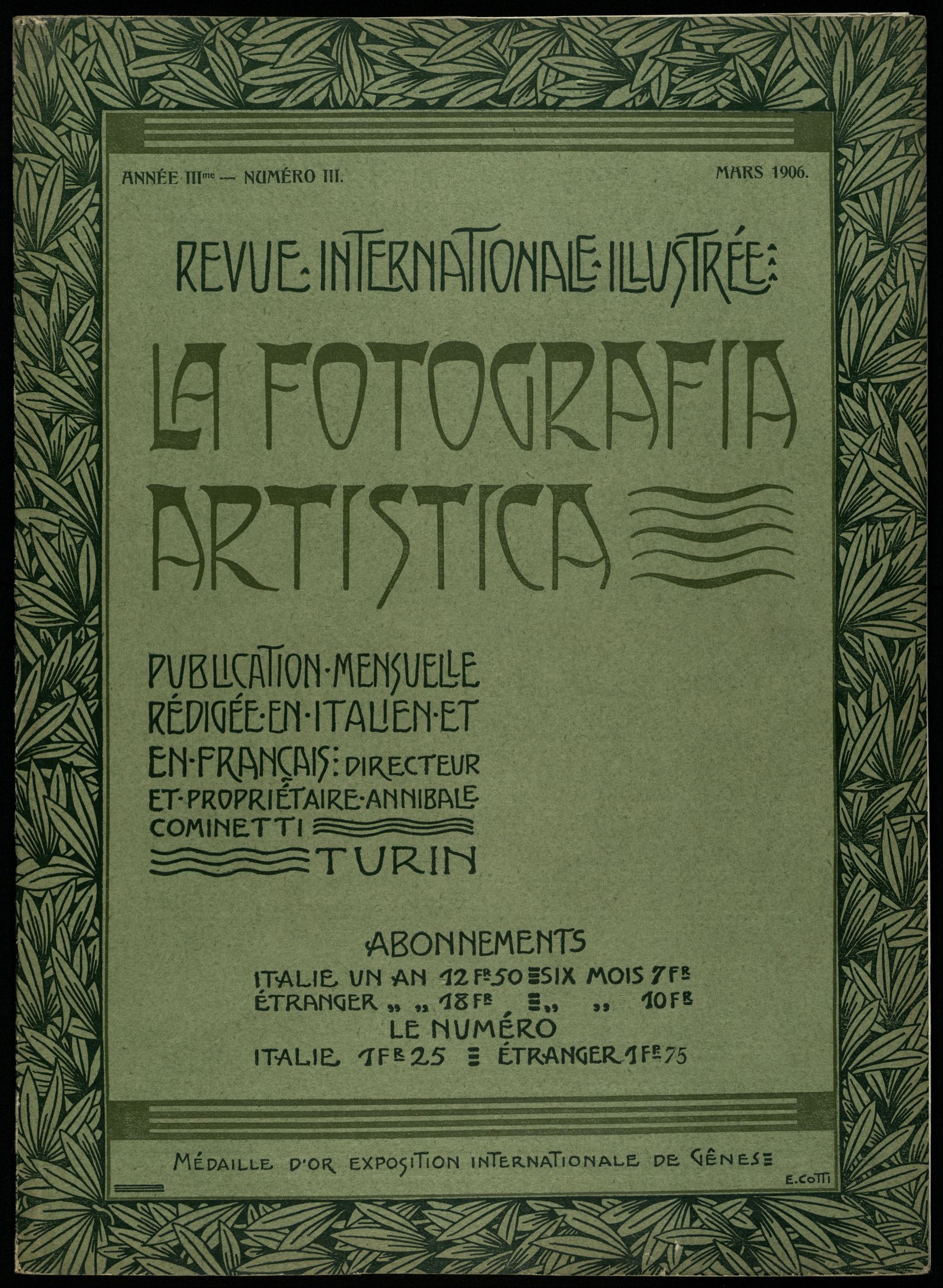 Изображение La fotografia artistica : revue internationale illustrée = rivista internazionale illustrata. Année 3, № 3 (Mars 1906)