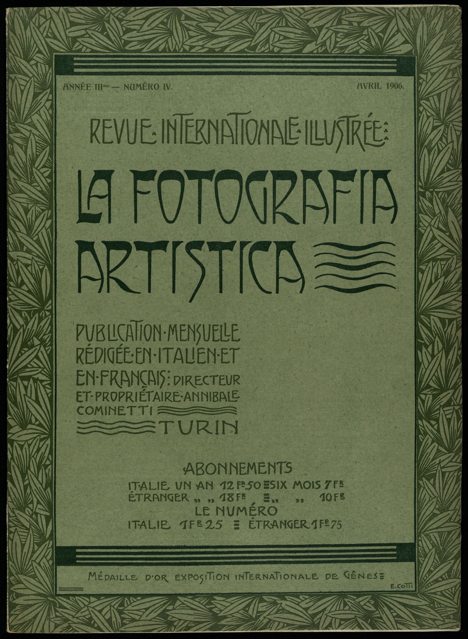 Изображение La fotografia artistica : revue internationale illustrée = rivista internazionale illustrata. Année 3, № 4 (Avril 1906)