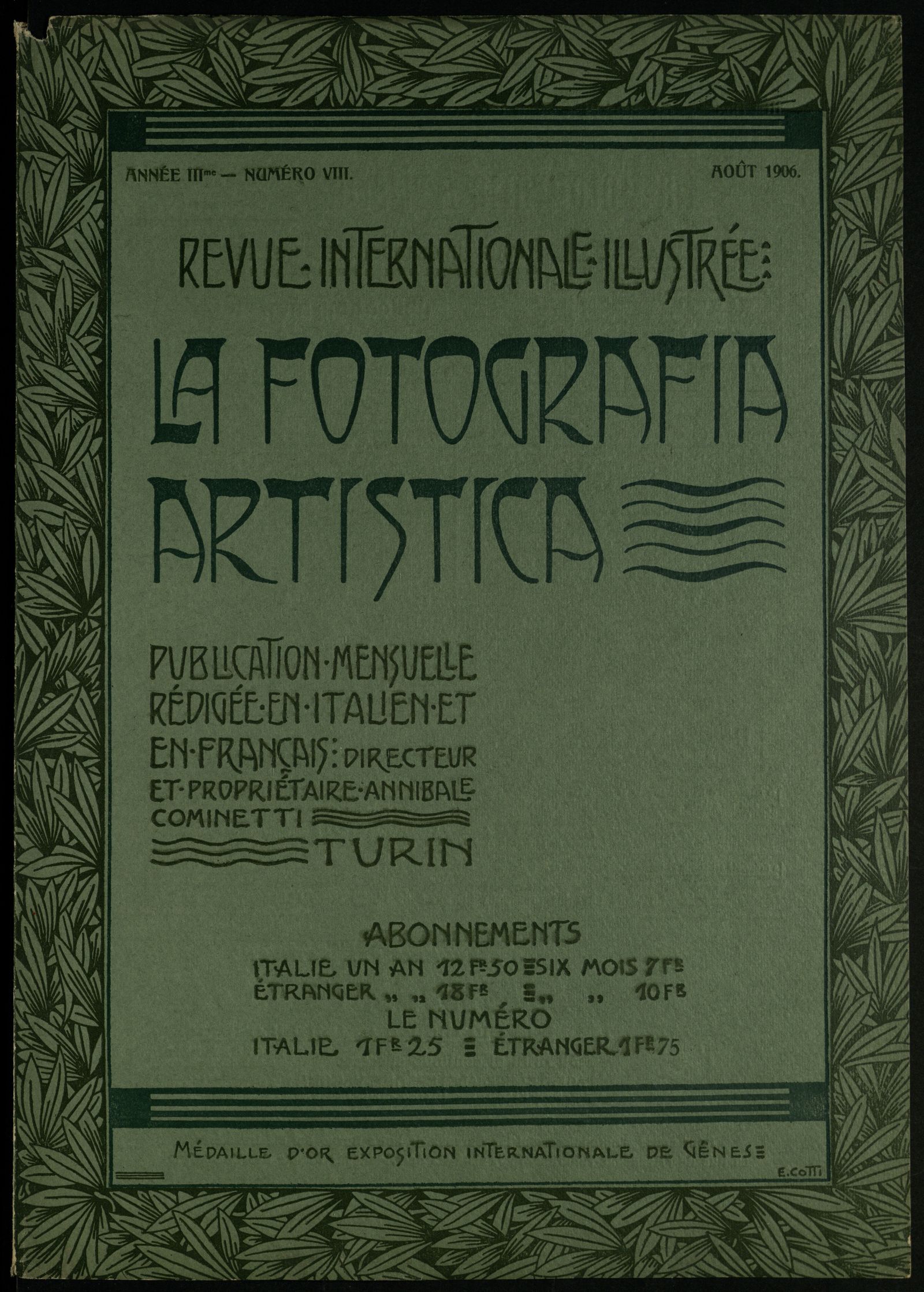 Изображение La fotografia artistica : revue internationale illustrée = rivista internazionale illustrata. Année 3, № 8 (Août 1906)