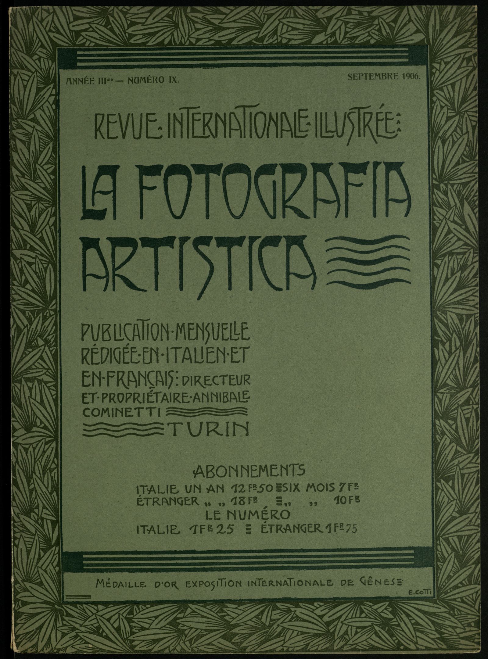 Изображение La fotografia artistica : revue internationale illustrée = rivista internazionale illustrata. Année 3, № 9 (Septembre 1906)