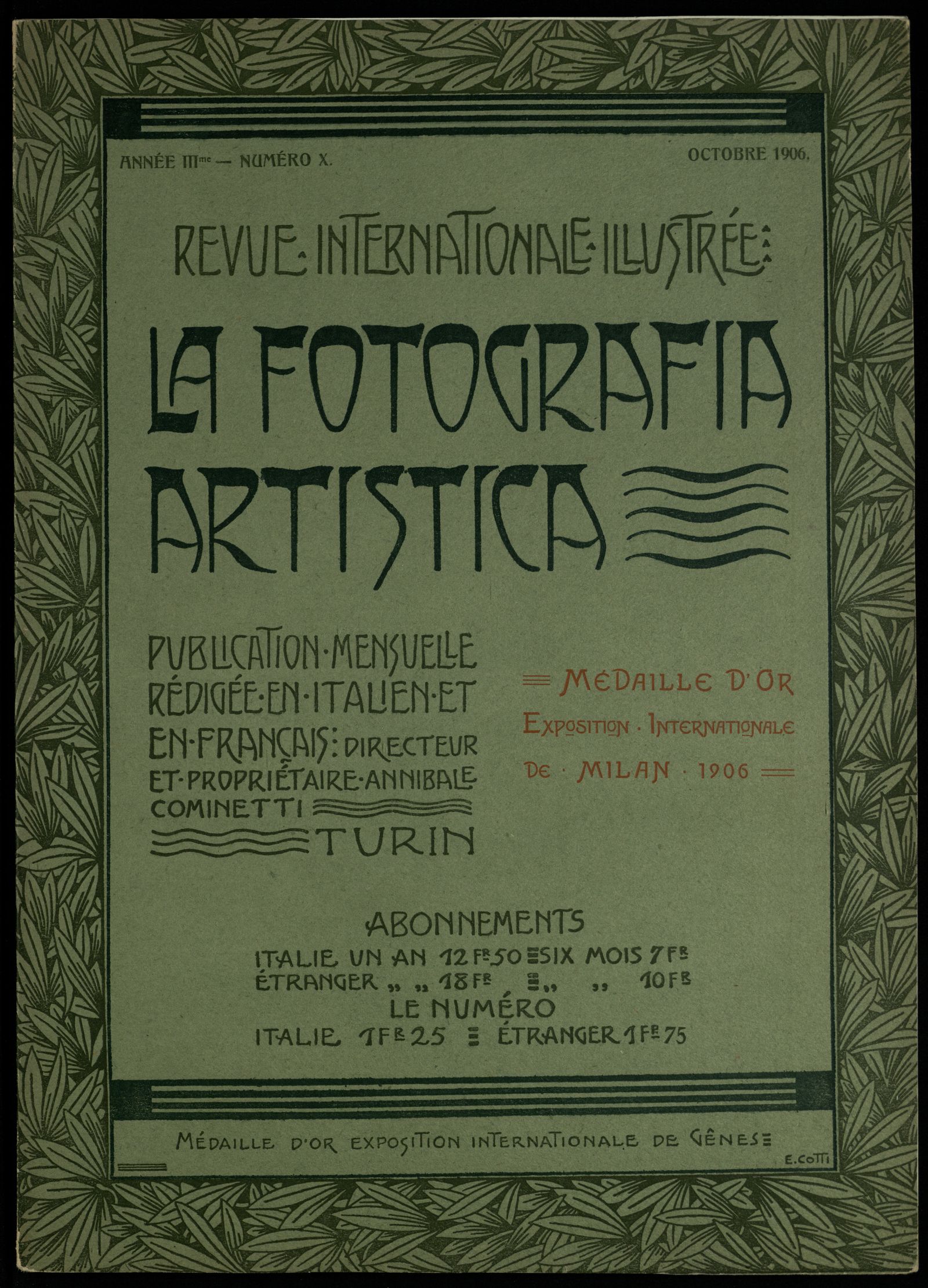 Изображение La fotografia artistica : revue internationale illustrée = rivista internazionale illustrata. Année 3, № 10 (Octobre 1906)