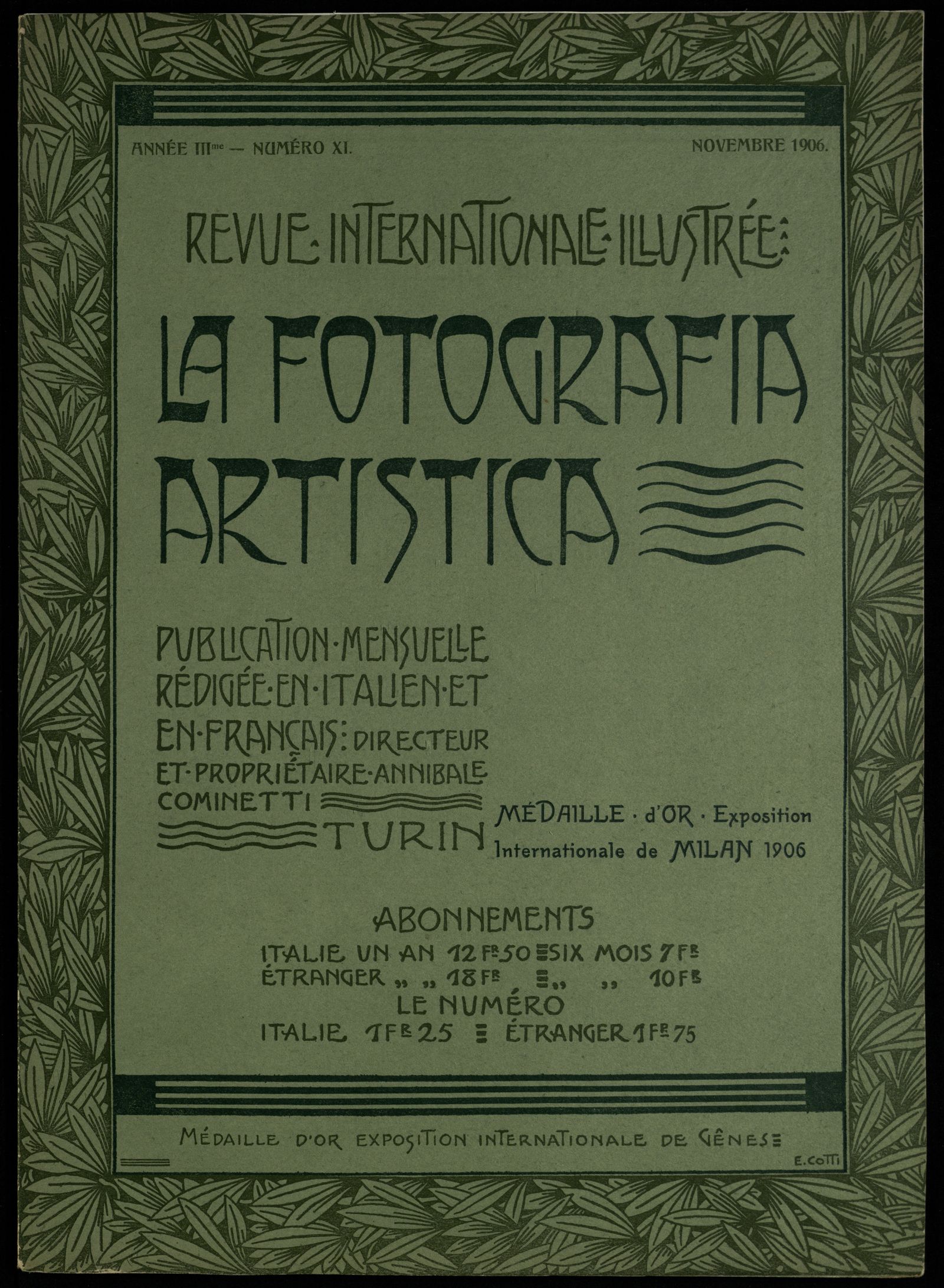 Изображение La fotografia artistica : revue internationale illustrée = rivista internazionale illustrata. Année 3, № 11 (Novembre 1906)
