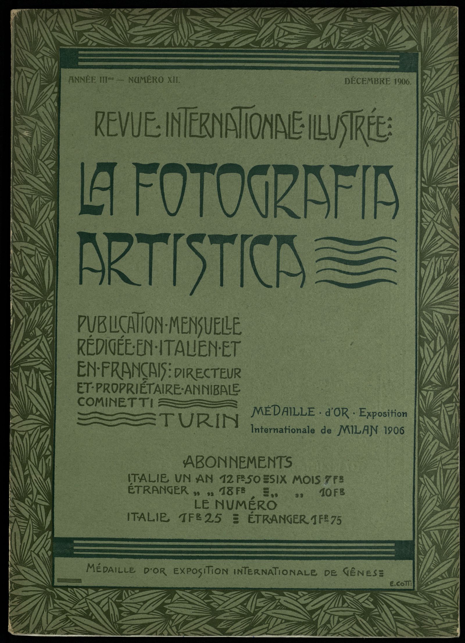 Изображение книги La fotografia artistica : revue internationale illustrée = rivista internazionale illustrata. Année 3, № 12 (Décembre 1906)
