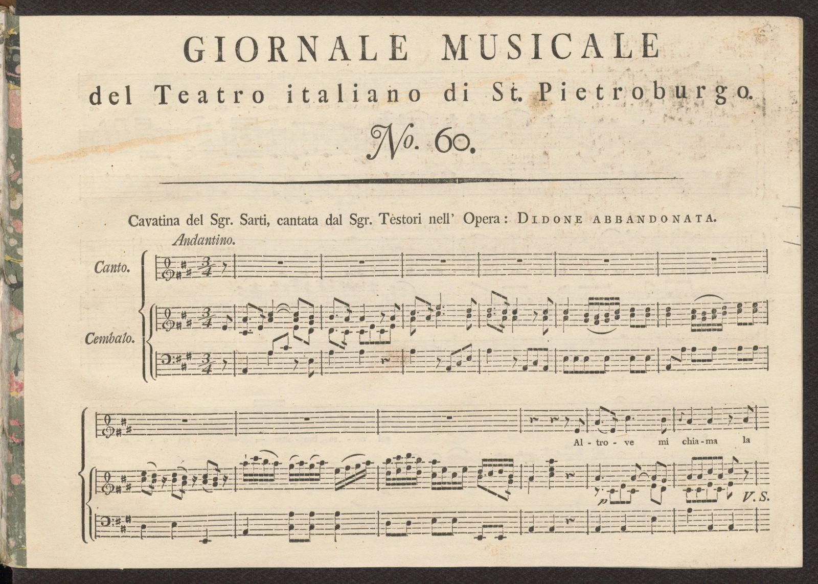 Изображение книги Giornale musicale del Teatro italiano di St. Pietroburgo. [Т. 5]. № 60.